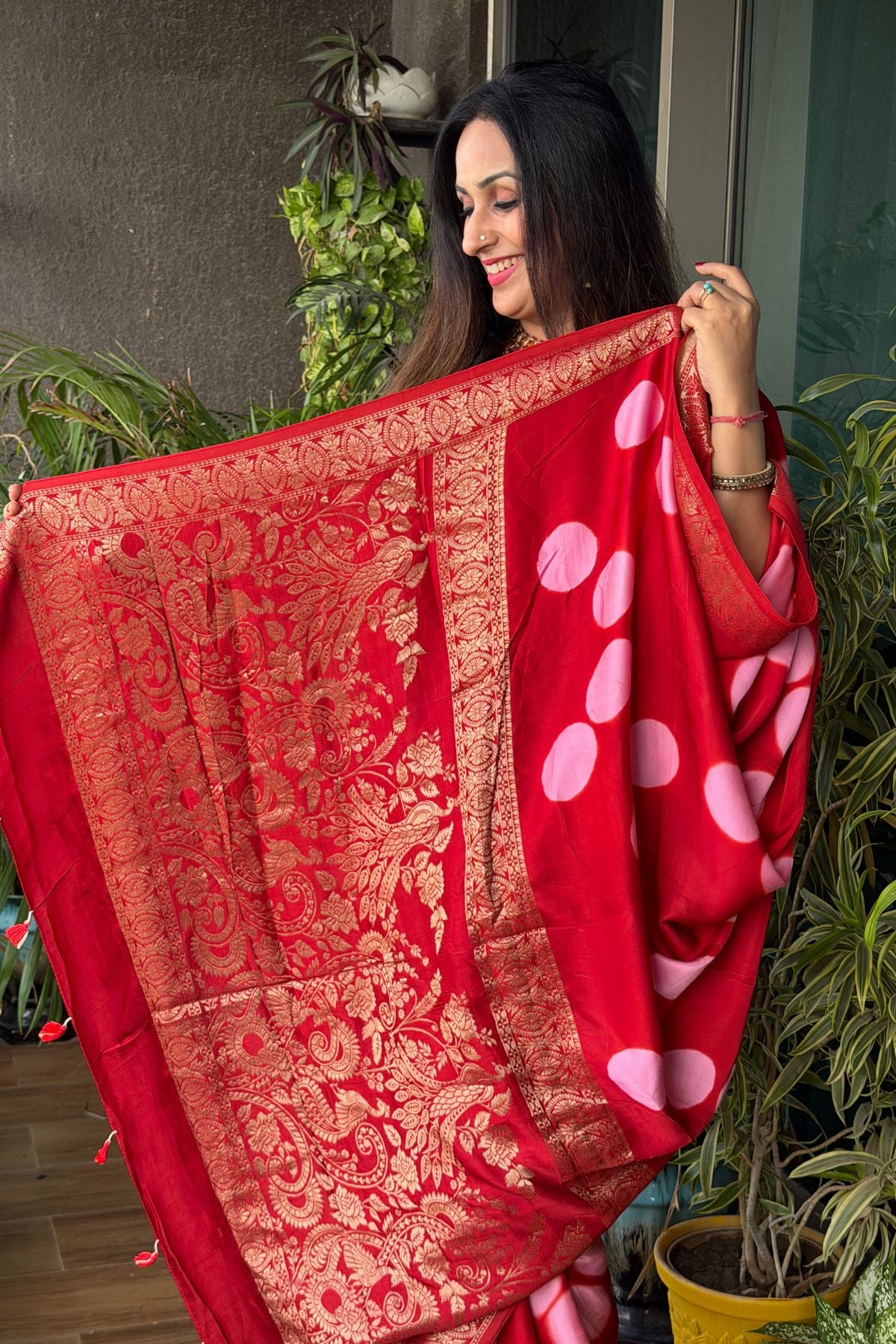 Handcrafted Clamp-dyed sarees in pure modal silk!!!