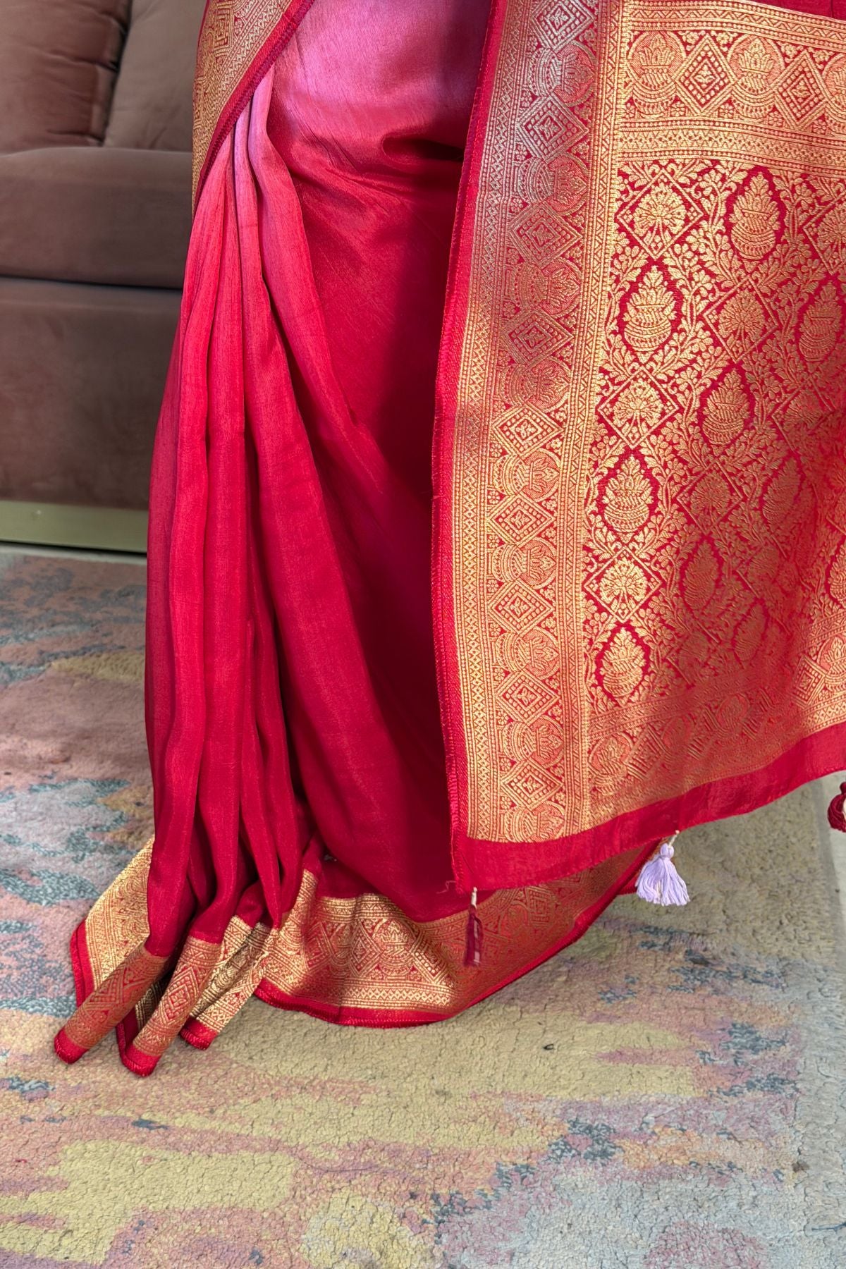 Ombré Dola silk saree with zari weave!!