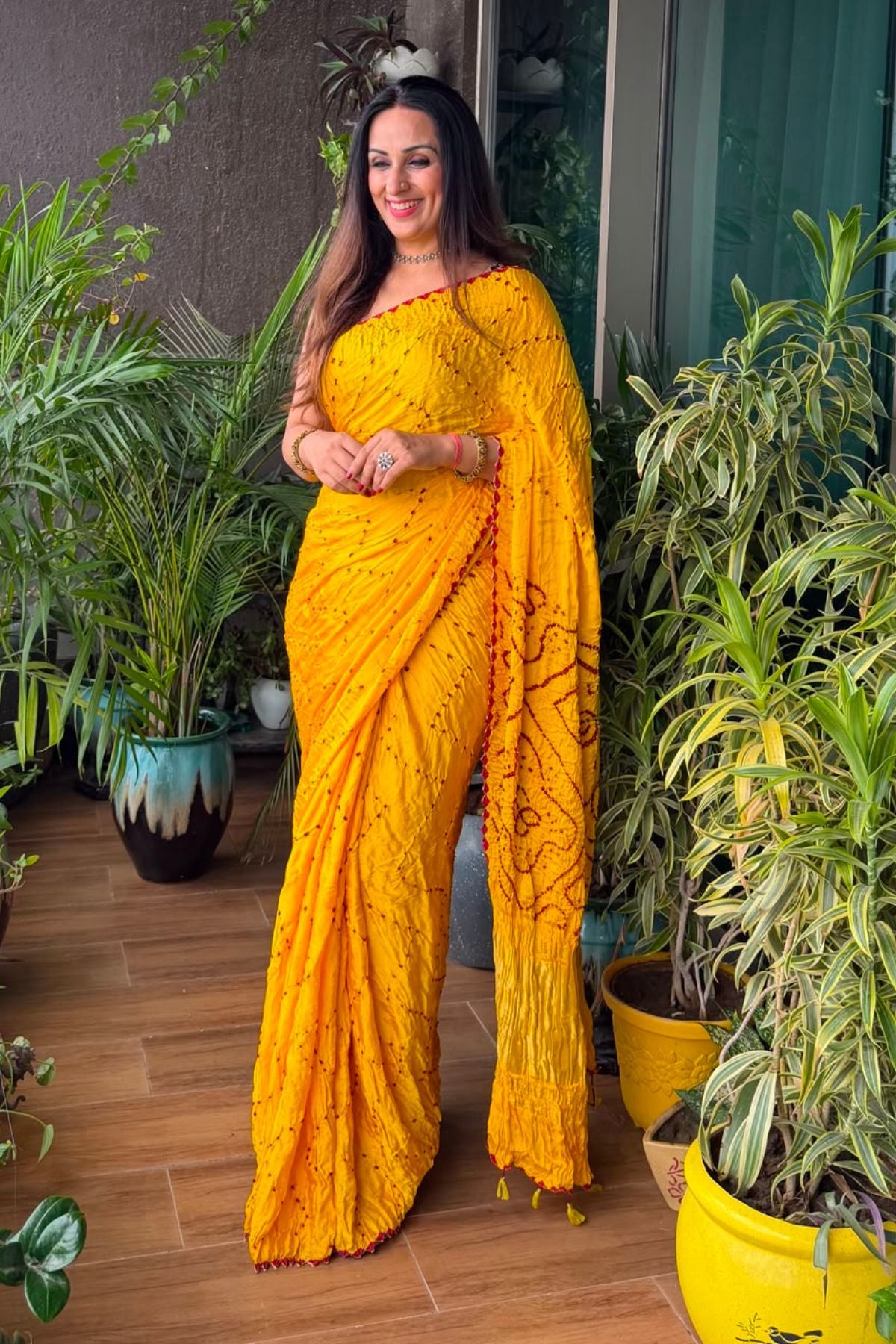 Handcrafted bandhani saree on pure modal!!!