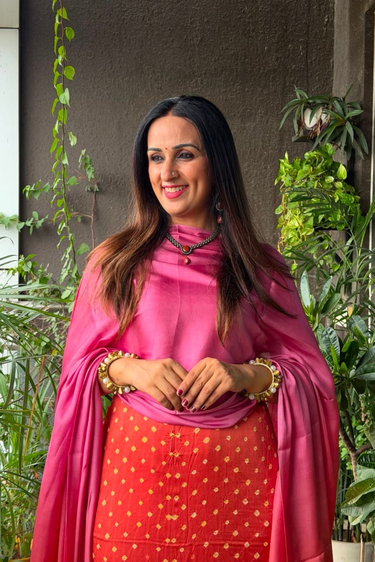 Handcrafted Bandhani ombré kurta dupatta set on pure modal!!