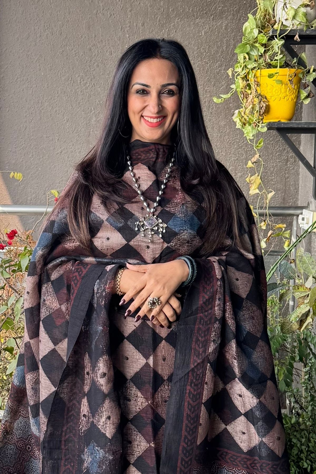 Allover Geometric Pattern on Kurta And Dupatta