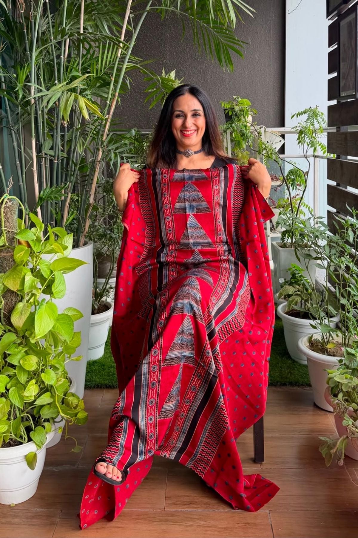 Ajrakh kurta fabric on pure modal !!