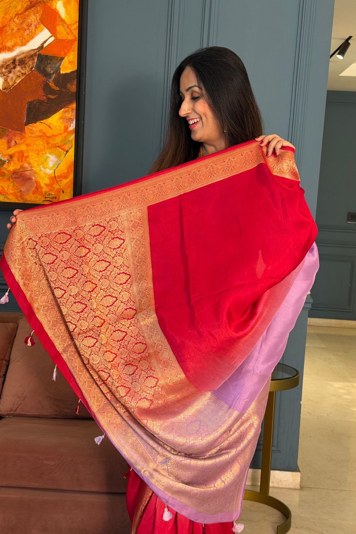 Ombré Dola silk saree with zari weave!!