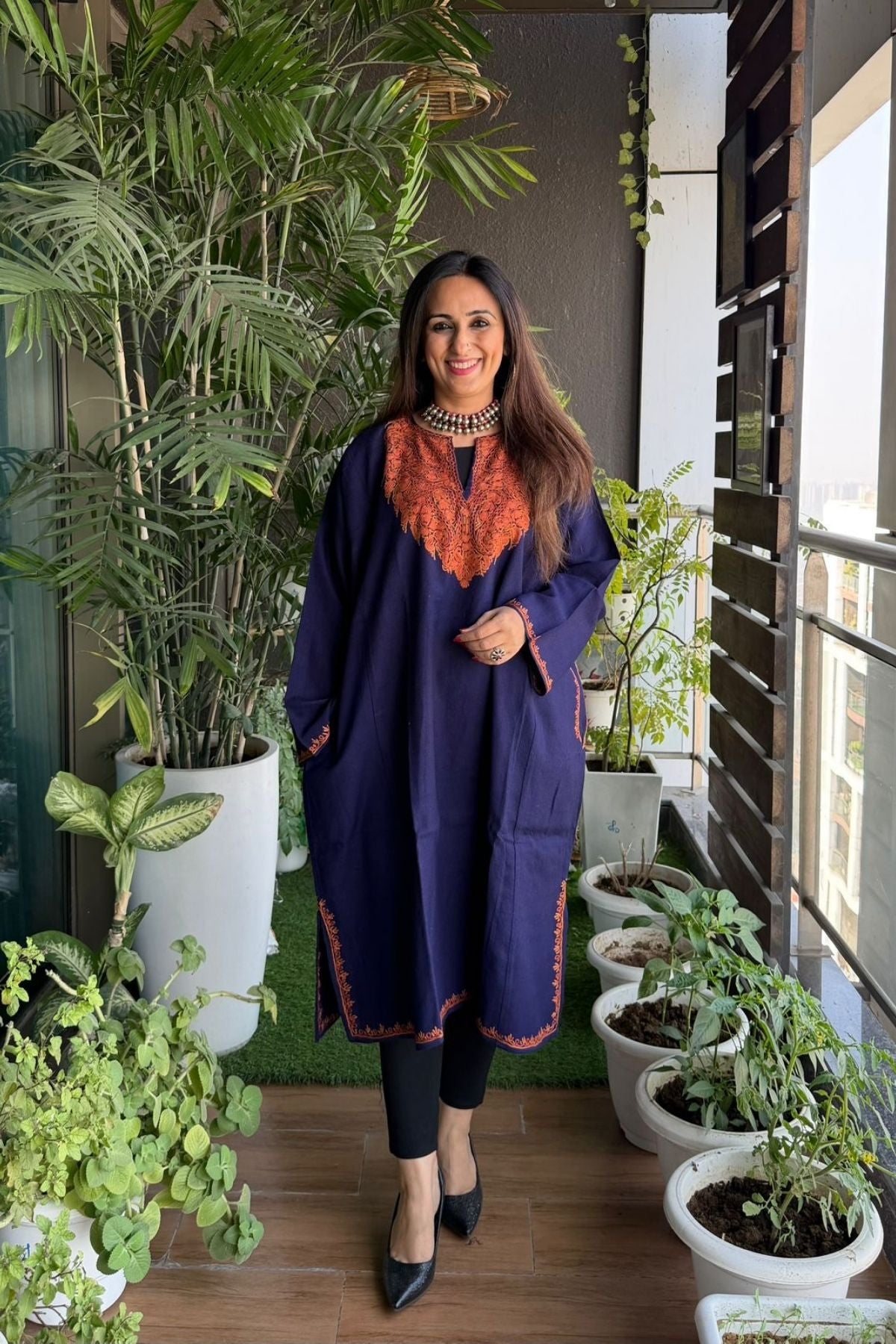 Woollen Kashmiri Phiran with Aari work