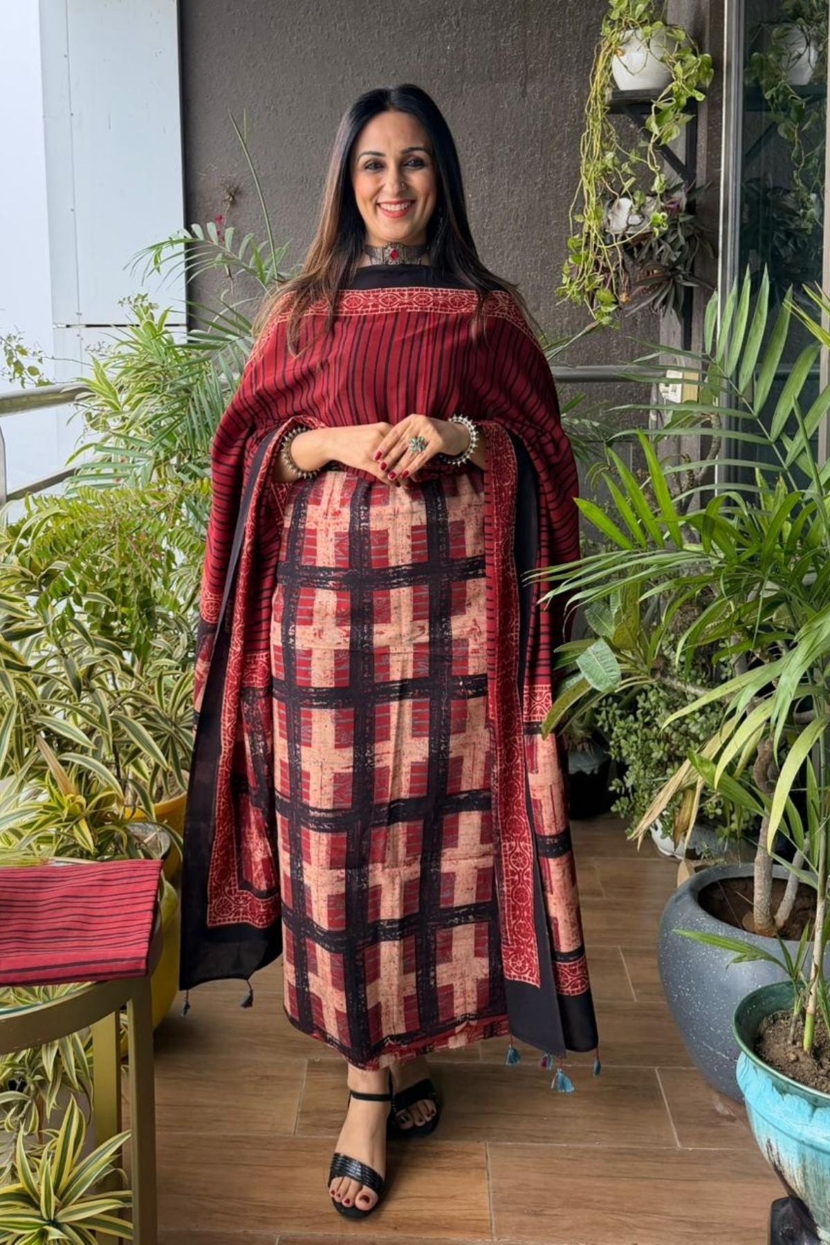 Ajrakh suits sets on Taj group pure cotton