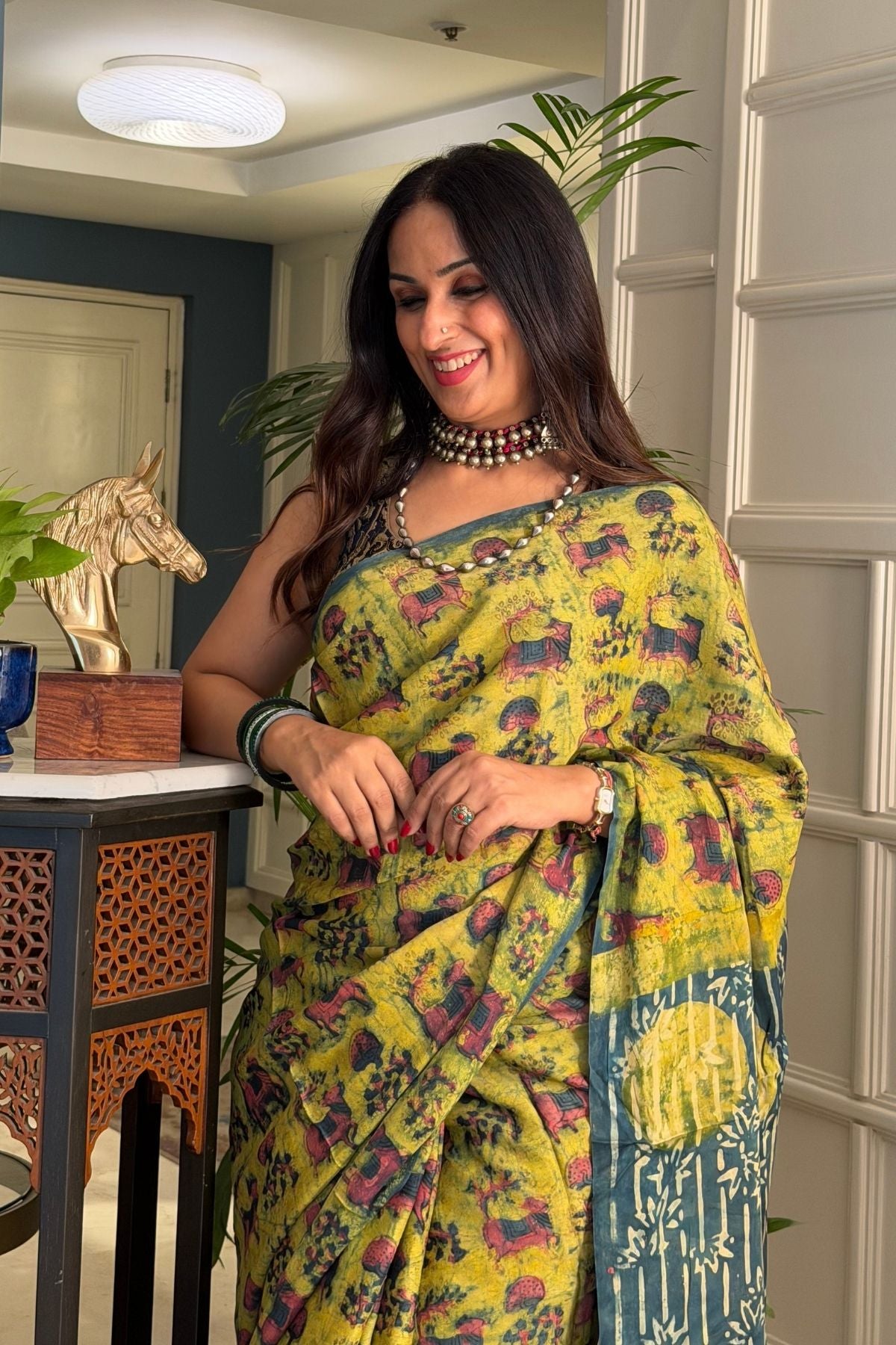 Pomegranate handcrafted pure tussar modal saree!!