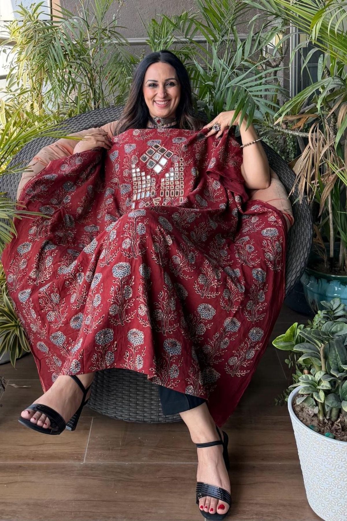 Pure Cotton Kutch mirror hand work kurta fabrics!!