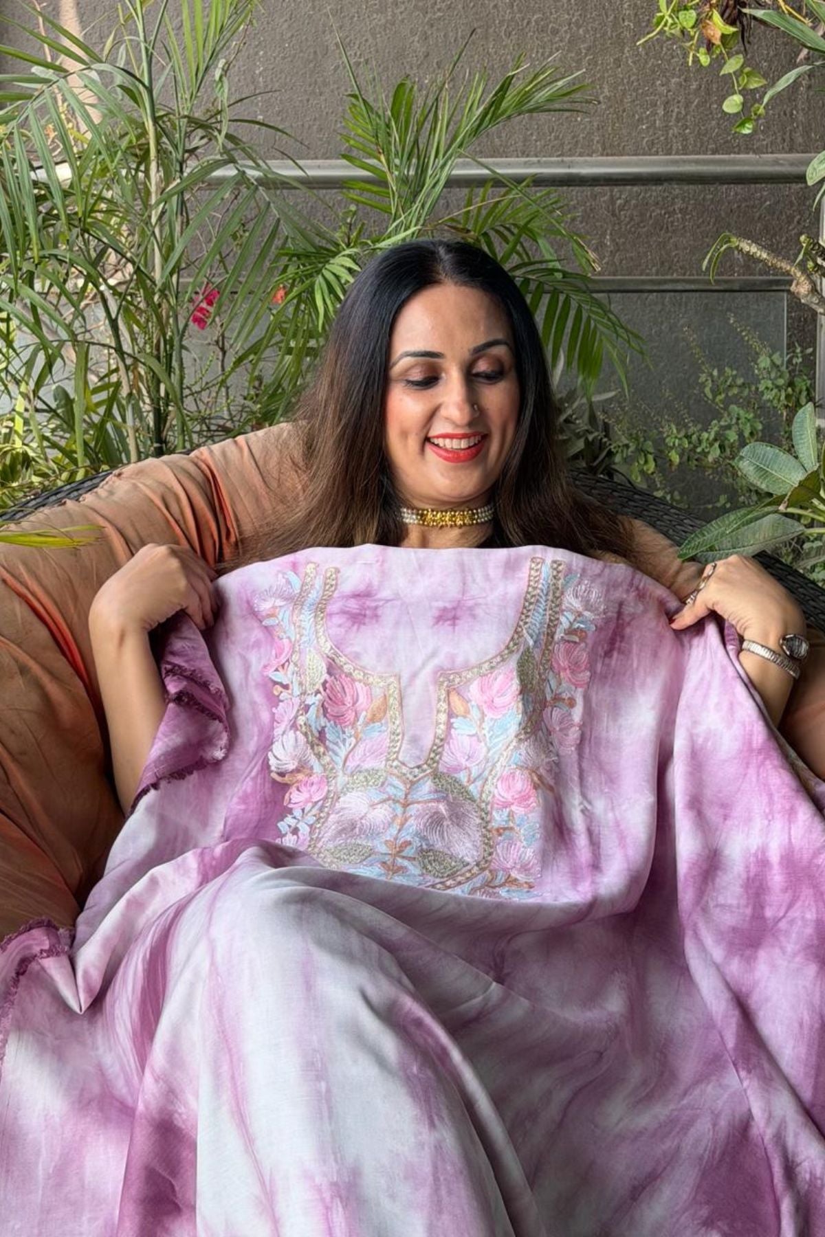 Pure muslin kurta fabric with Kashmiri work