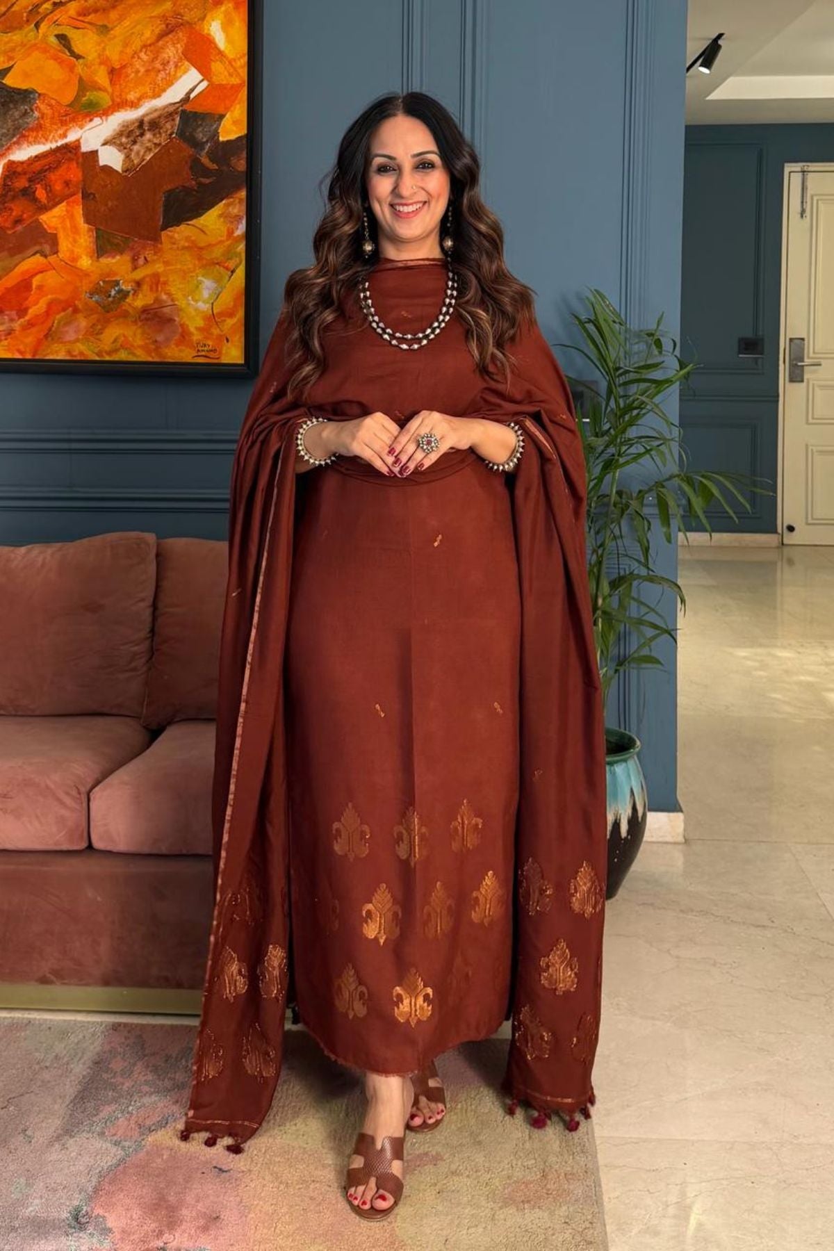 Premium Bangalore cotton with Banarasi weave kurta dupatta sets