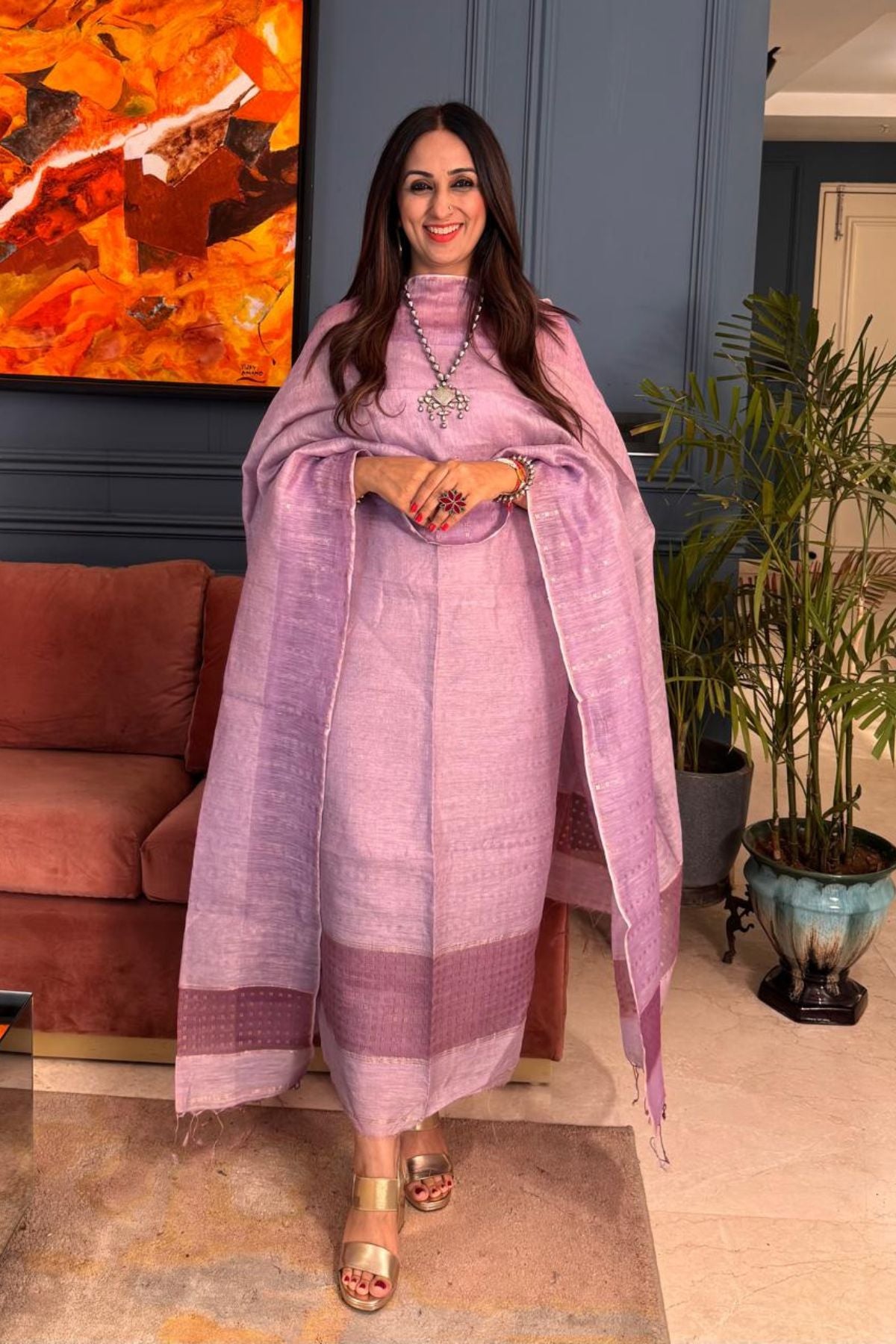 Pure Silk Linen kurta dupatta sets