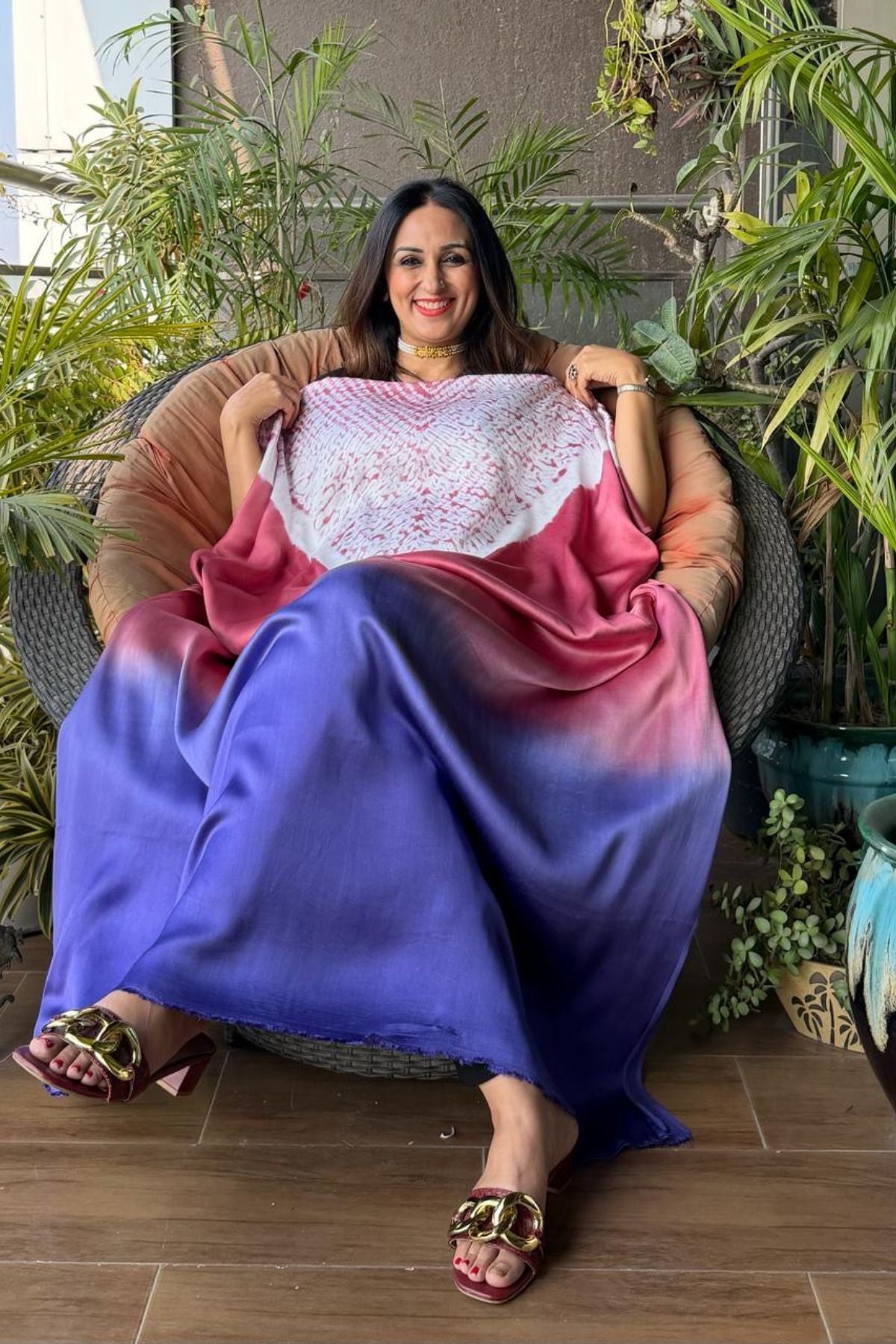 Handblocked Shibori shaded kurta on pure Modal