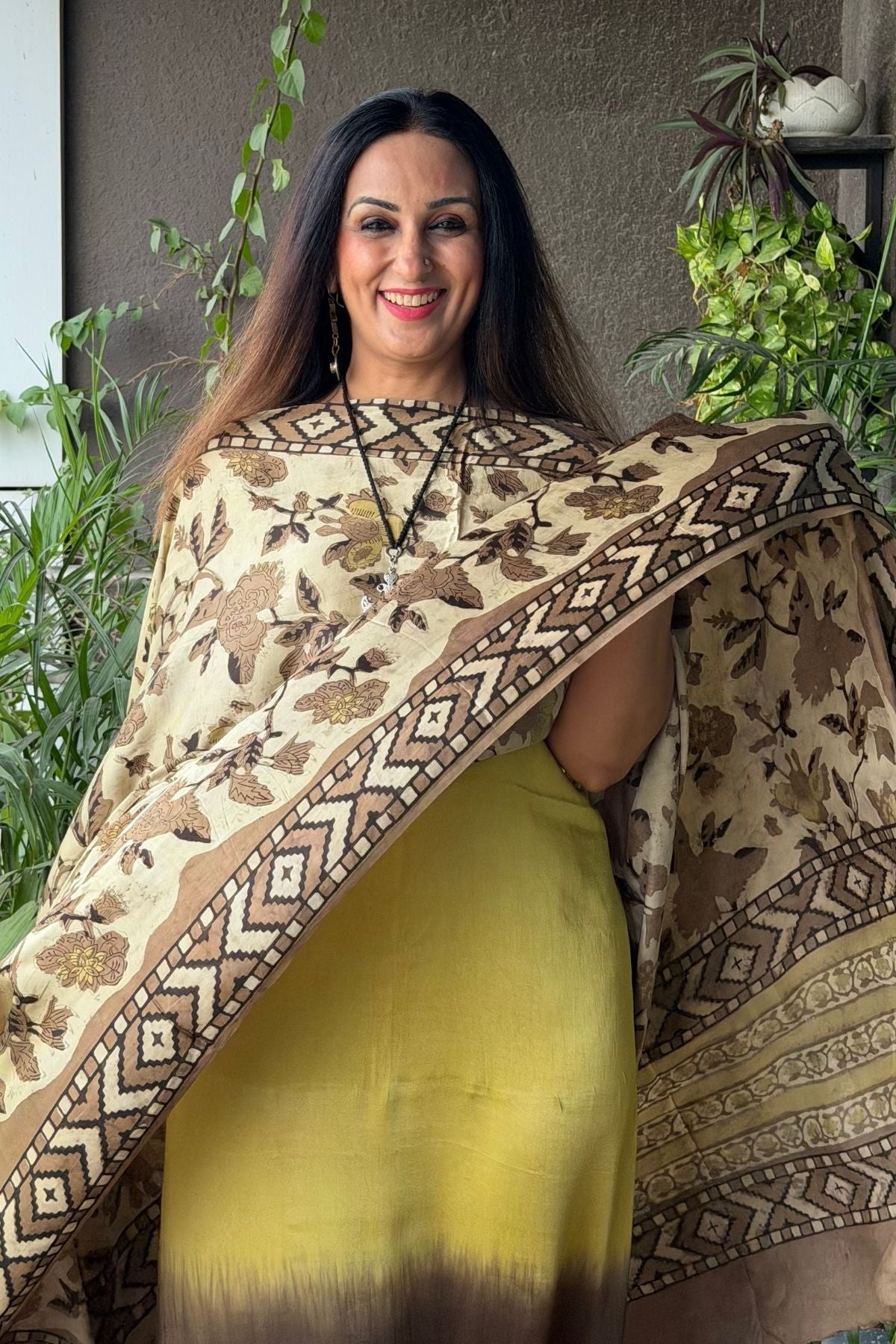 Ombré dyed modal kurta fabric with vegetable Handblock dyed dupatta!!