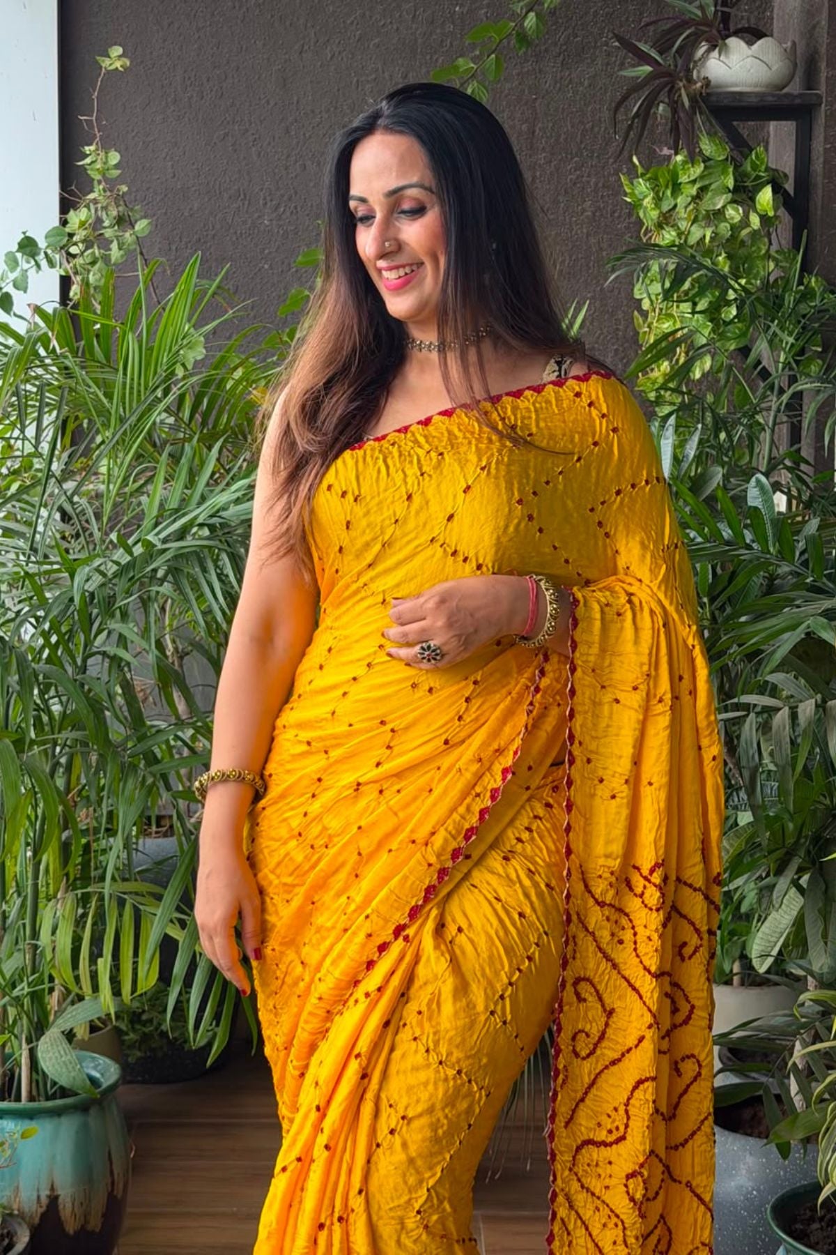 Handcrafted bandhani saree on pure modal!!!
