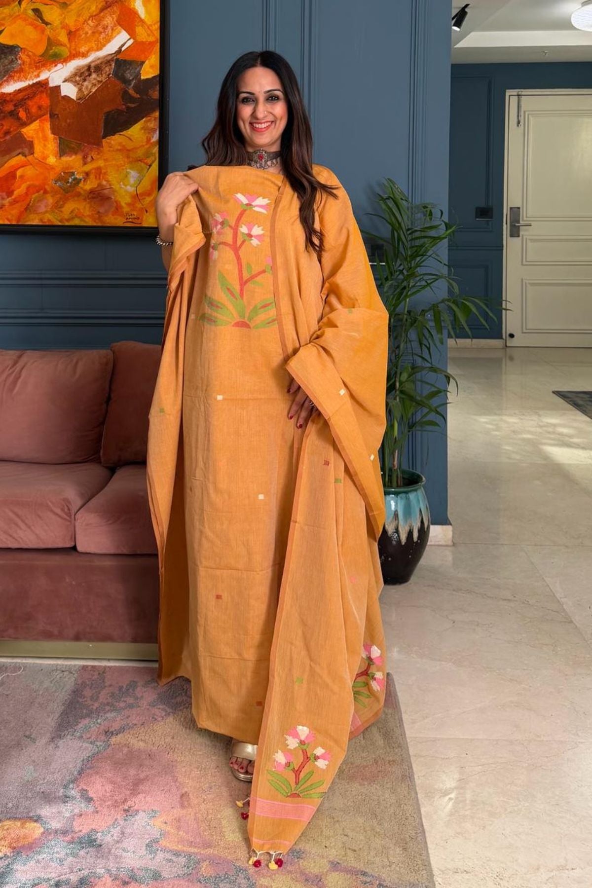 Jamdani pure cotton kurta dupatta sets!!