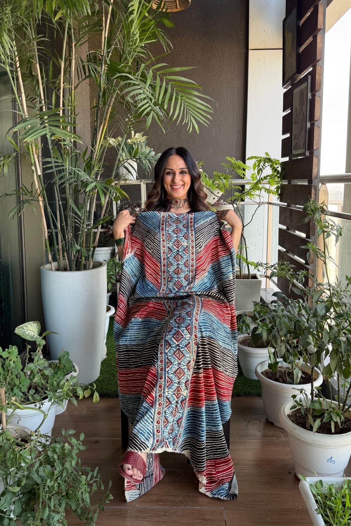 Ajrakh kurta fabric on pure modal !!