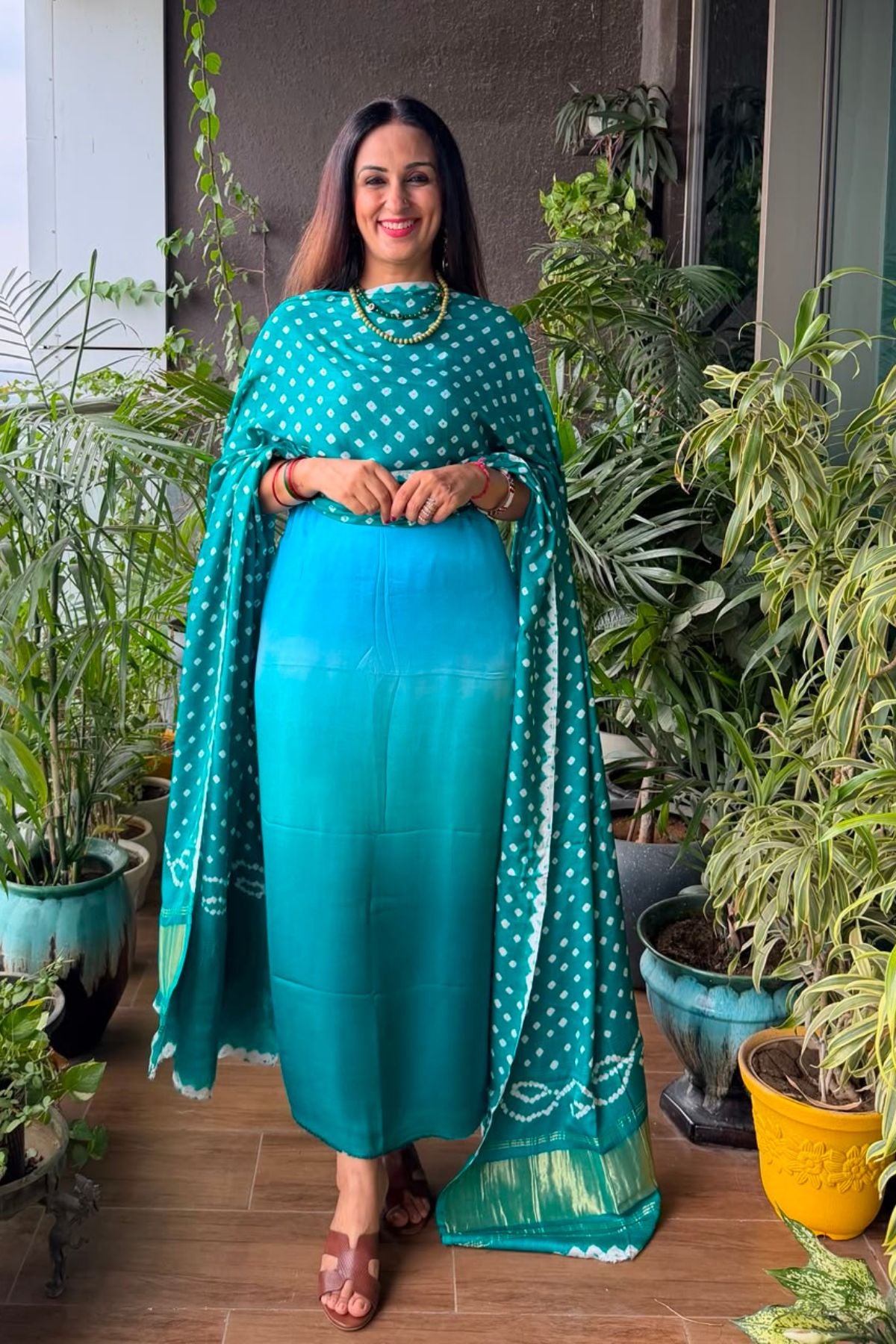 Ombré kurta dupatta set on pure modal Satin