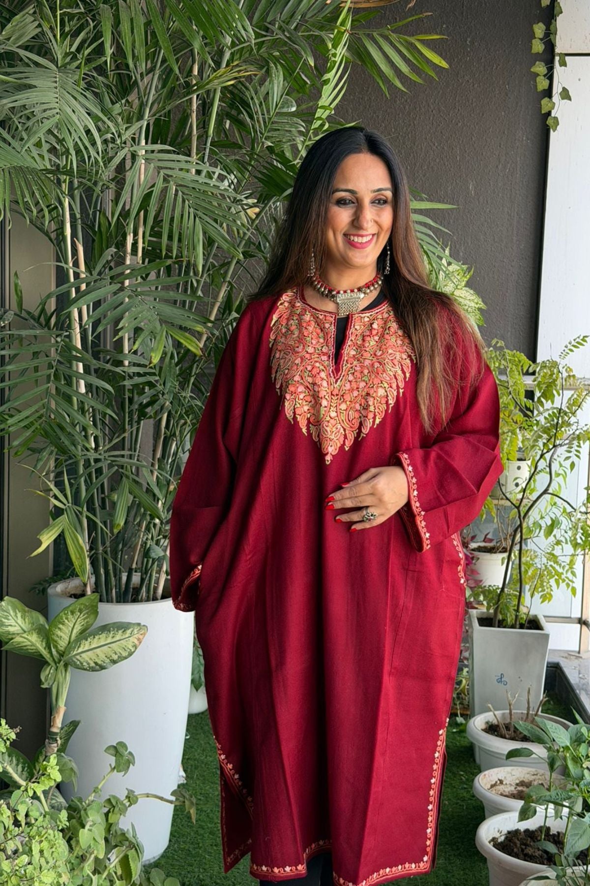 Woollen Kashmiri Phiran with Aari work