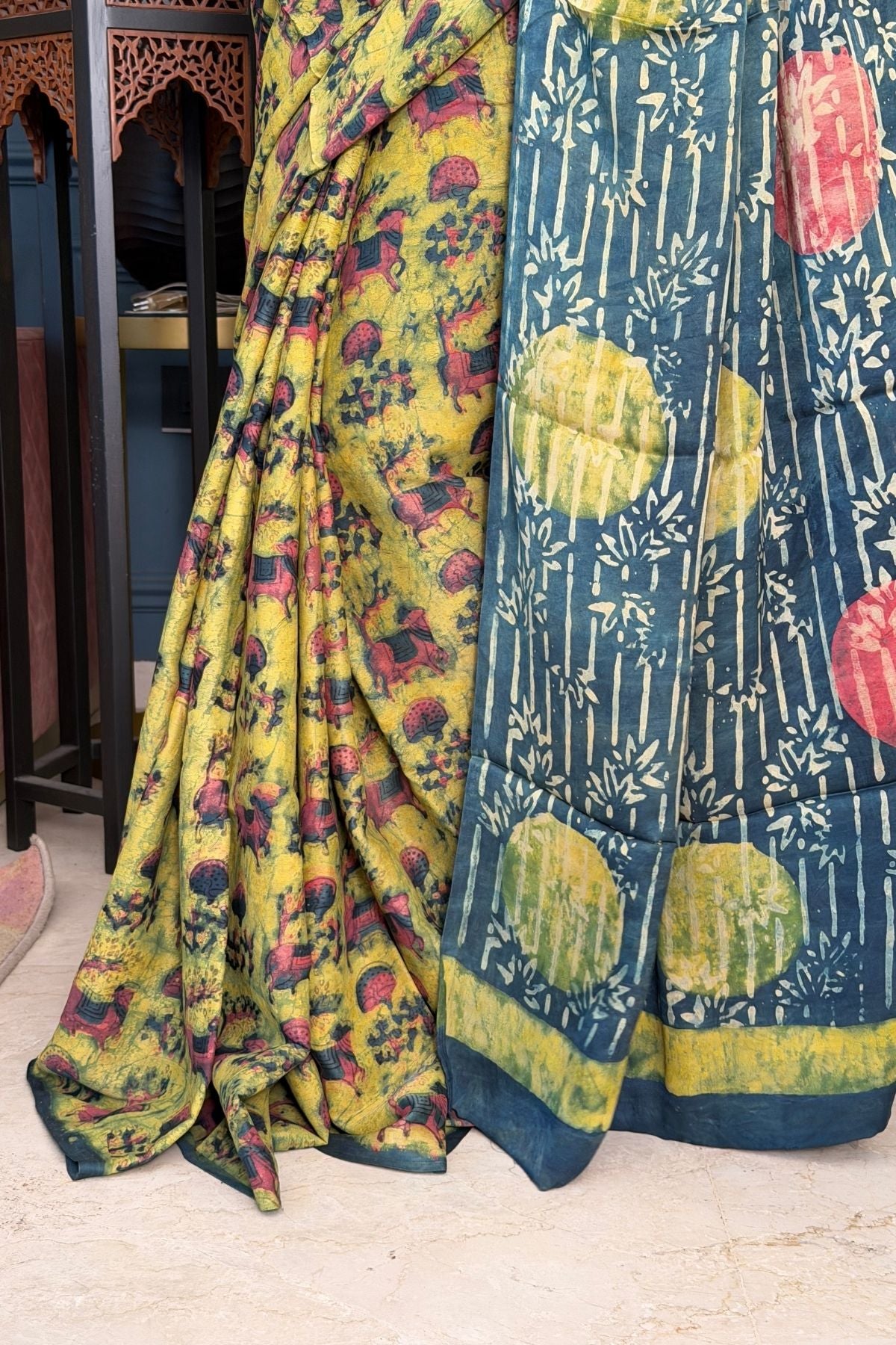 Pomegranate handcrafted pure tussar modal saree!!