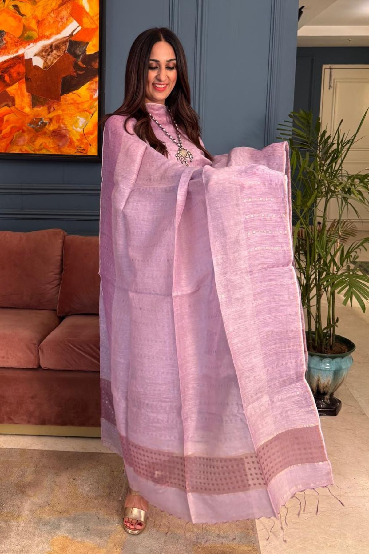 Pure Silk Linen kurta dupatta sets