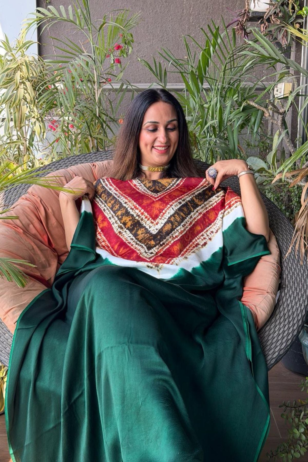 Handblocked Shibori-marble dyed kurta on pure Modal