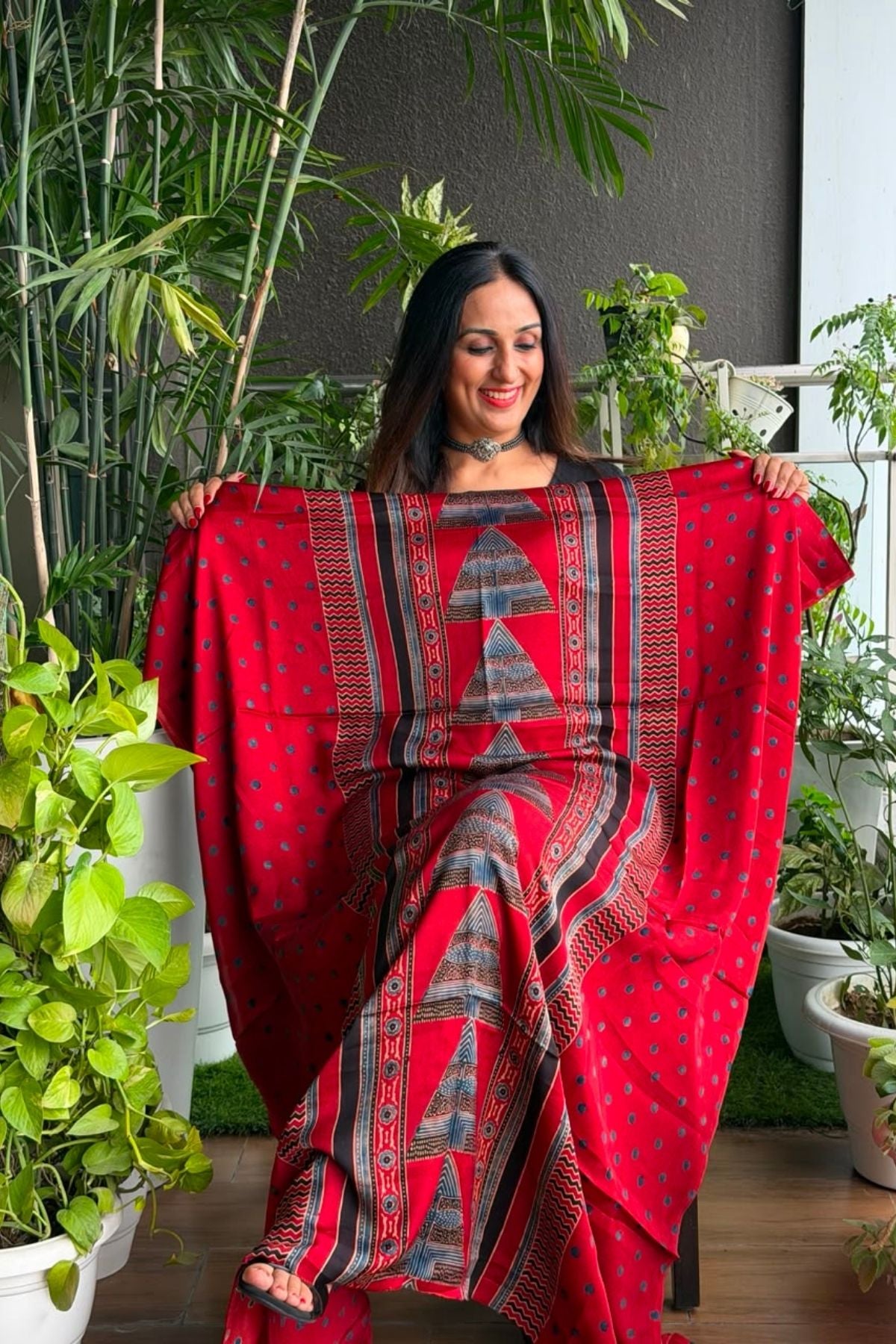 Ajrakh kurta fabric on pure modal !!