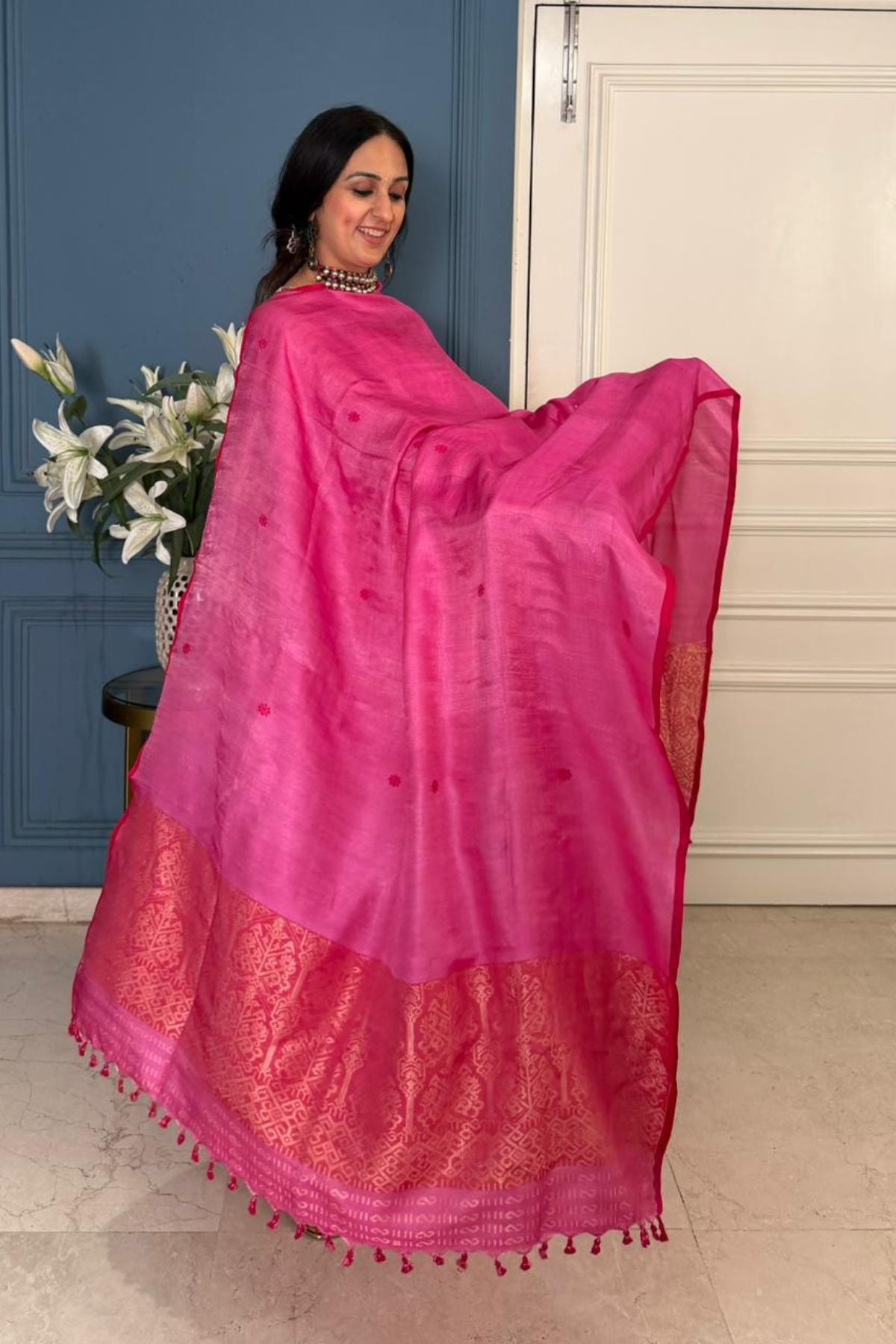 Tangail weave on Pure Tussar Silk -Kurta Dupatta set