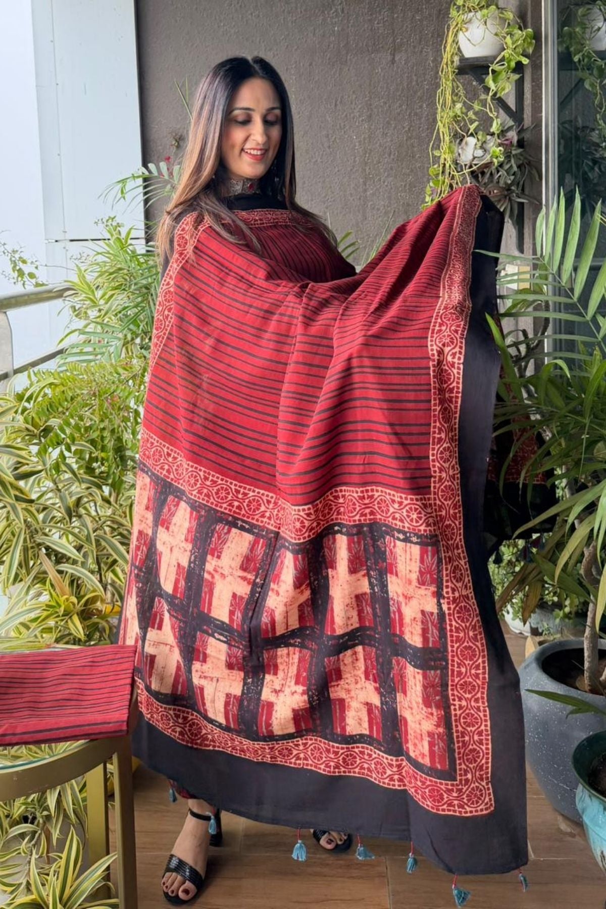 Ajrakh suits sets on Taj group pure cotton