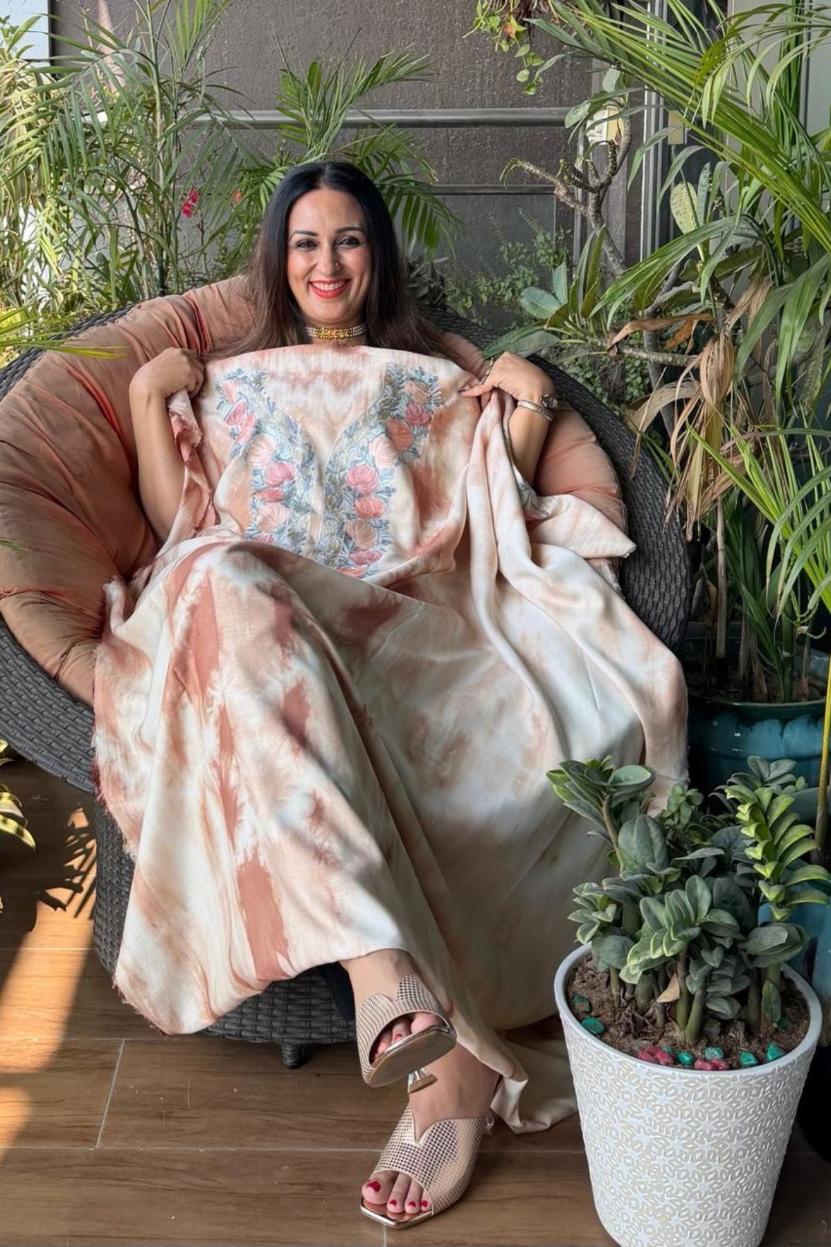 Pure muslin kurta fabric with Kashmiri work