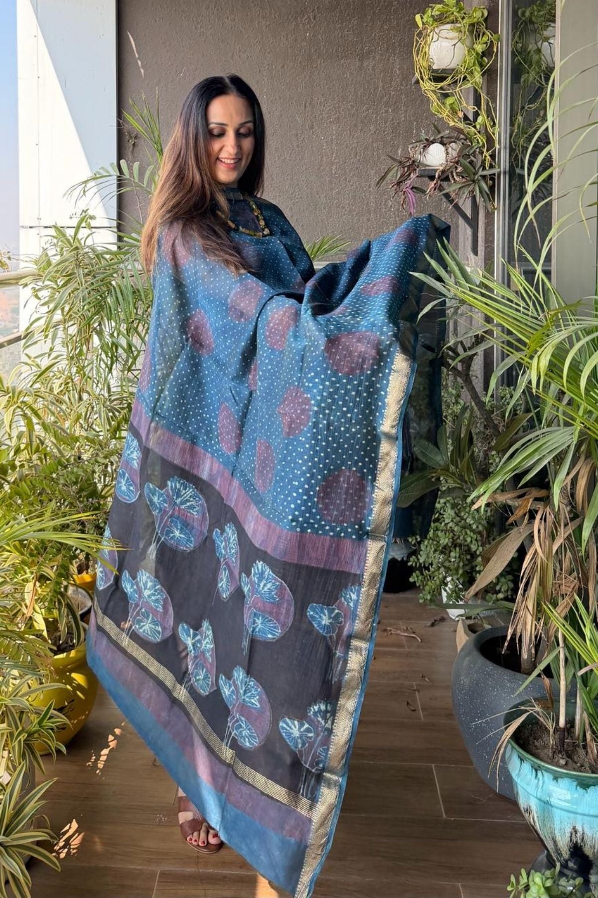 Handblocked with Pomegranate peel kurta dupatta sets in Maheshwari!!