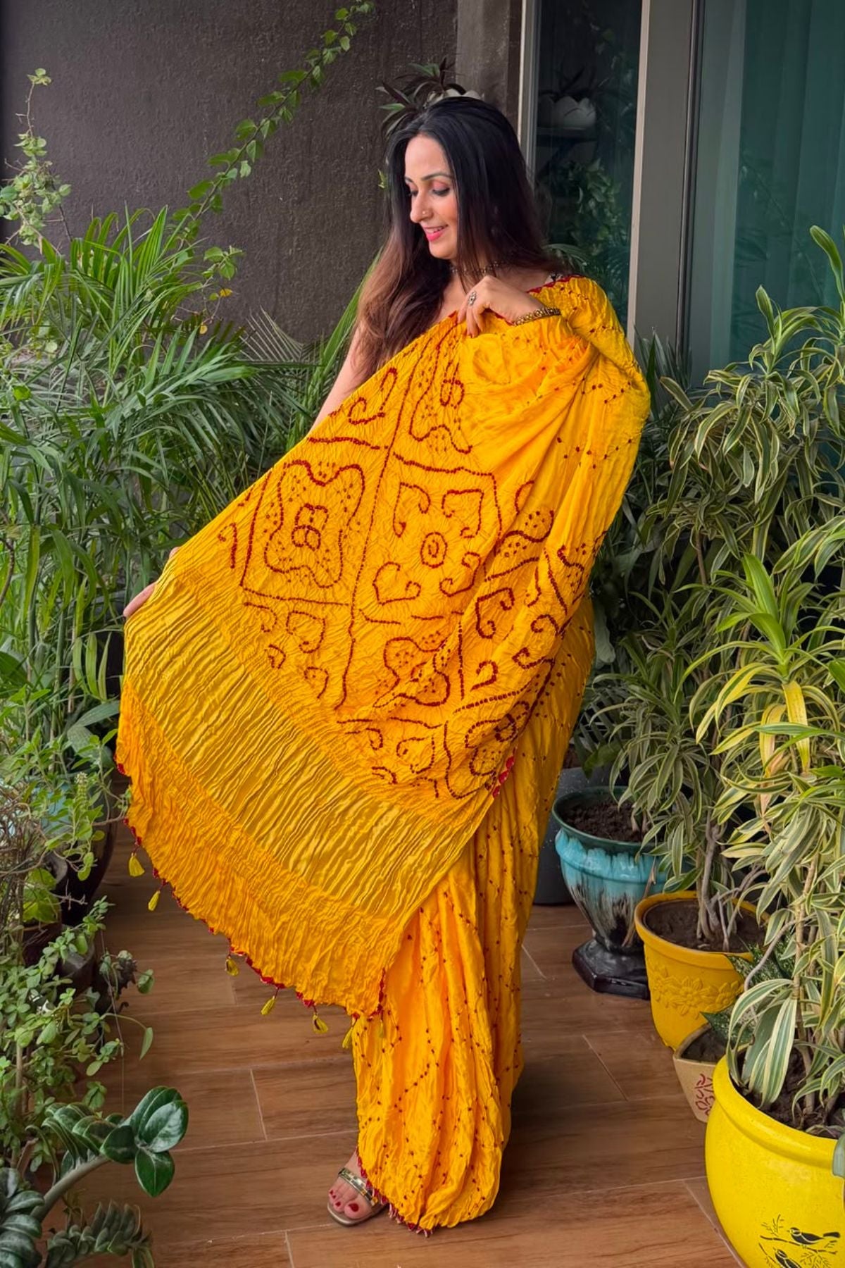 Handcrafted bandhani saree on pure modal!!!