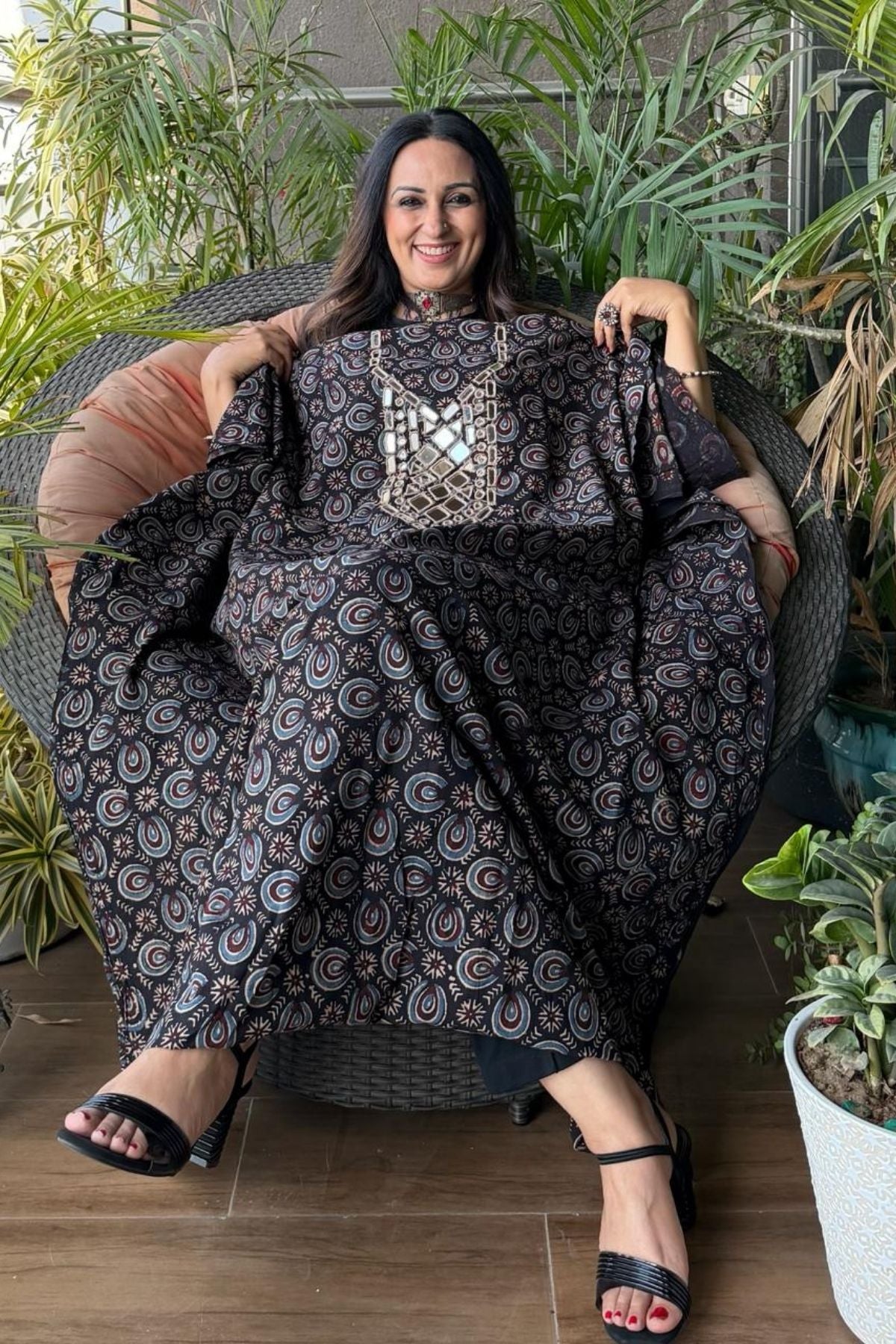 Pure Cotton Kutch mirror hand work kurta fabrics!!