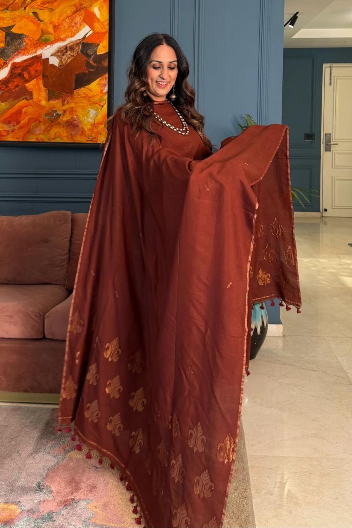 Premium Bangalore cotton with Banarasi weave kurta dupatta sets