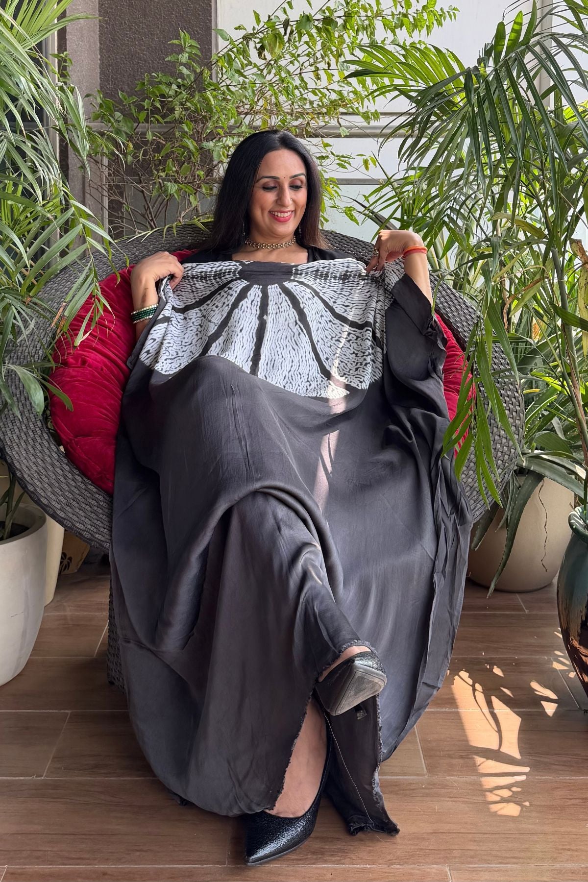 Stunning hand Shibori work on pure modal satin!!
