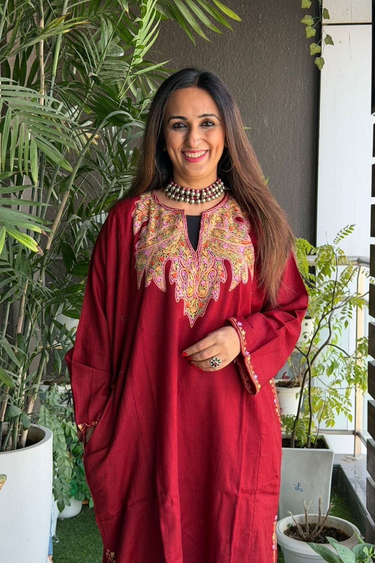 Woollen Kashmiri Phiran with Aari work