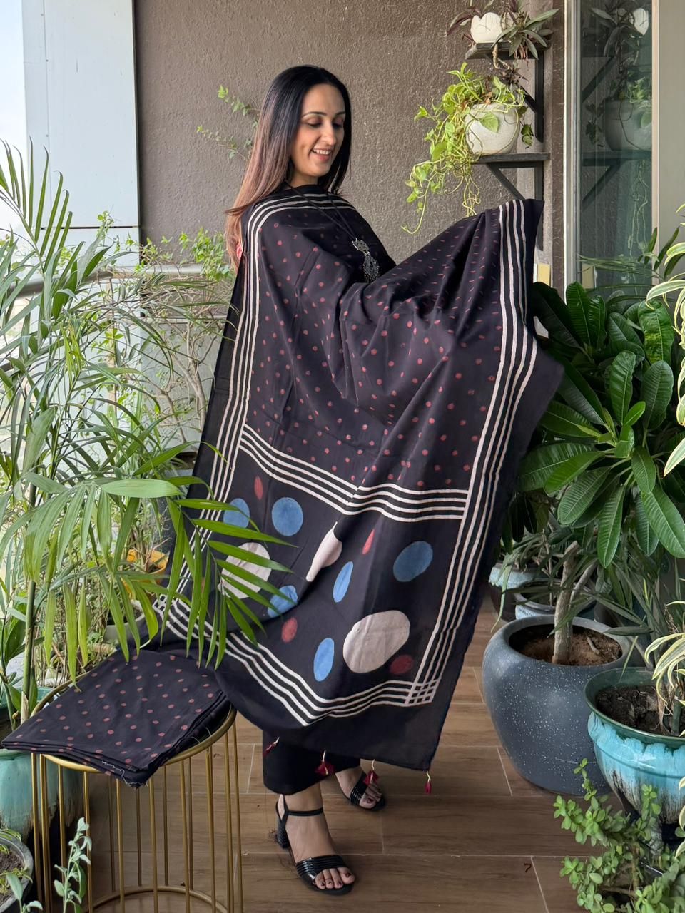 Handblocked Ajrakh Taj cotton full sets!!
