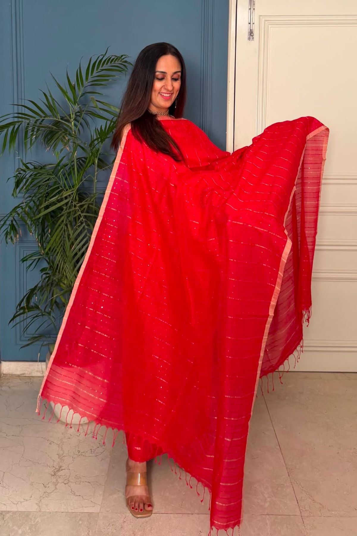 Pure cotton kurta dupatta sets with handwoven pocket sequins!!