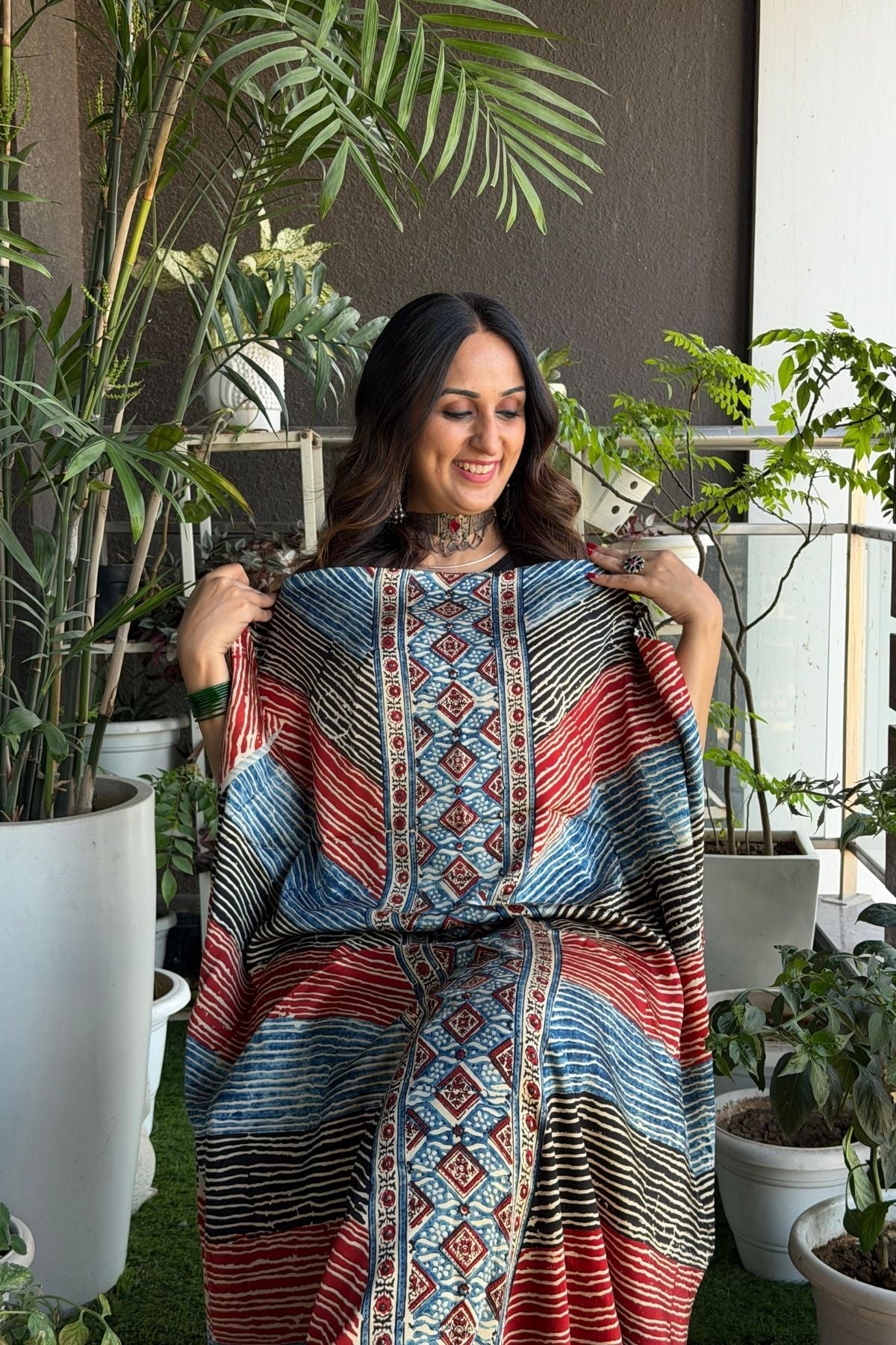 Ajrakh kurta fabric on pure modal !!