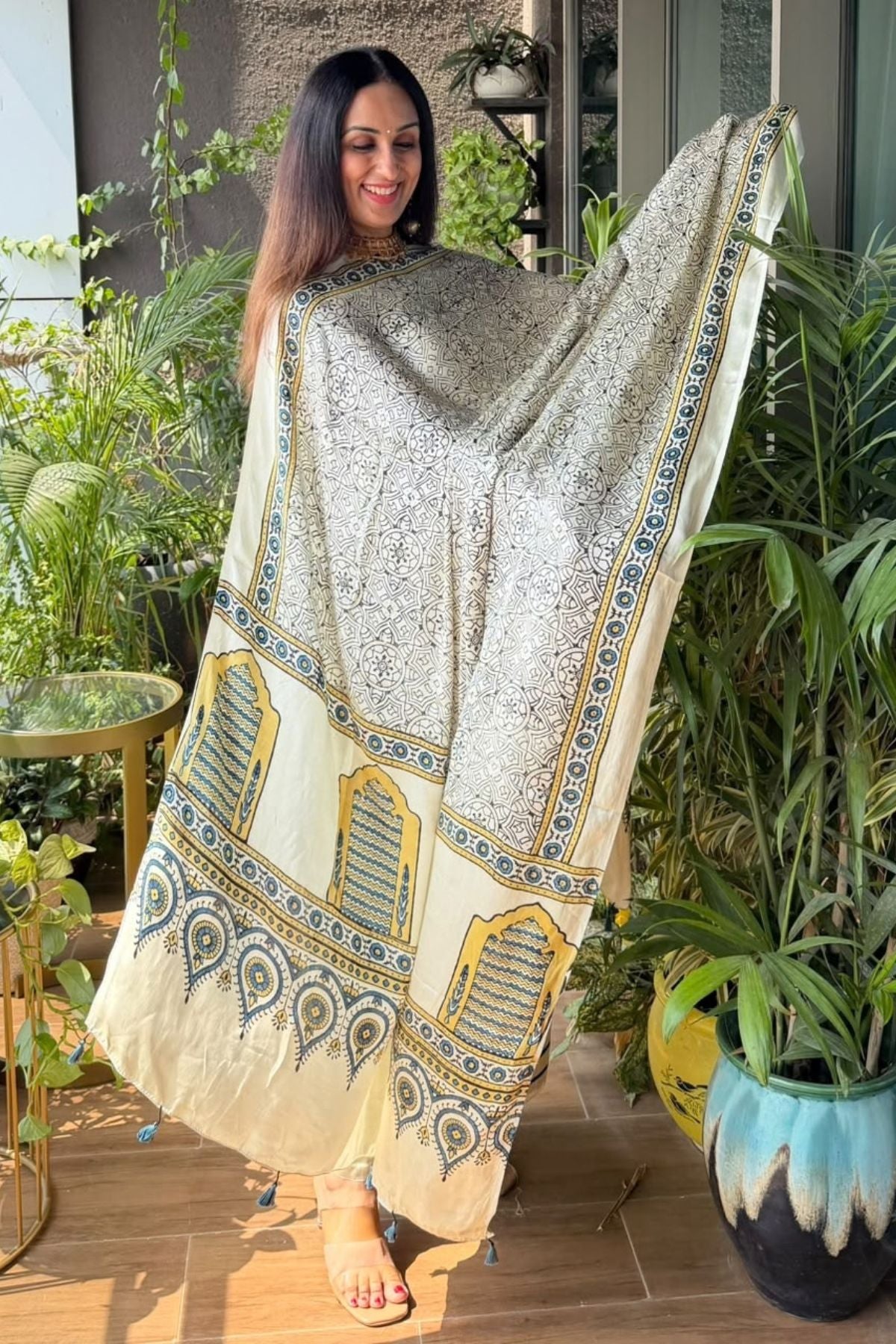 Ajrakh Modal Kurta Dupatta Set