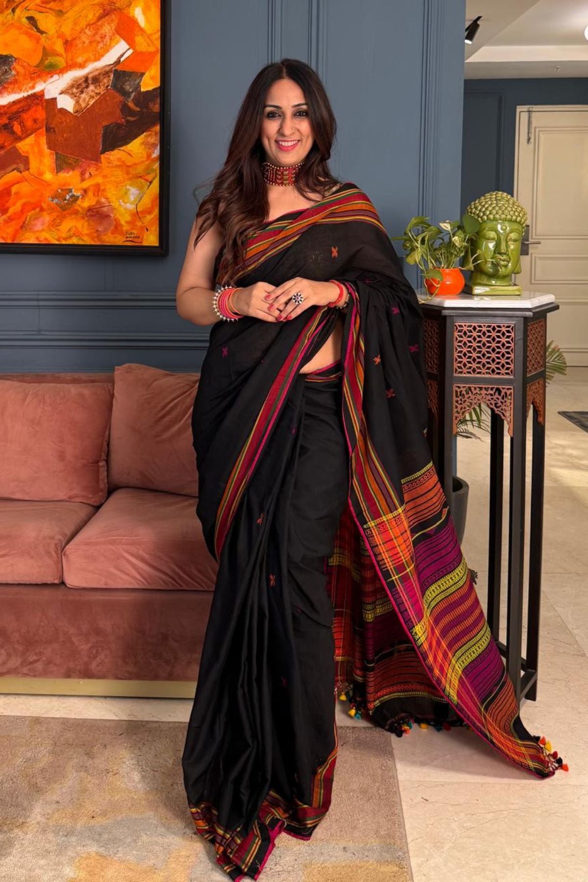 Mercerised cotton Bhujodi inspired sarees