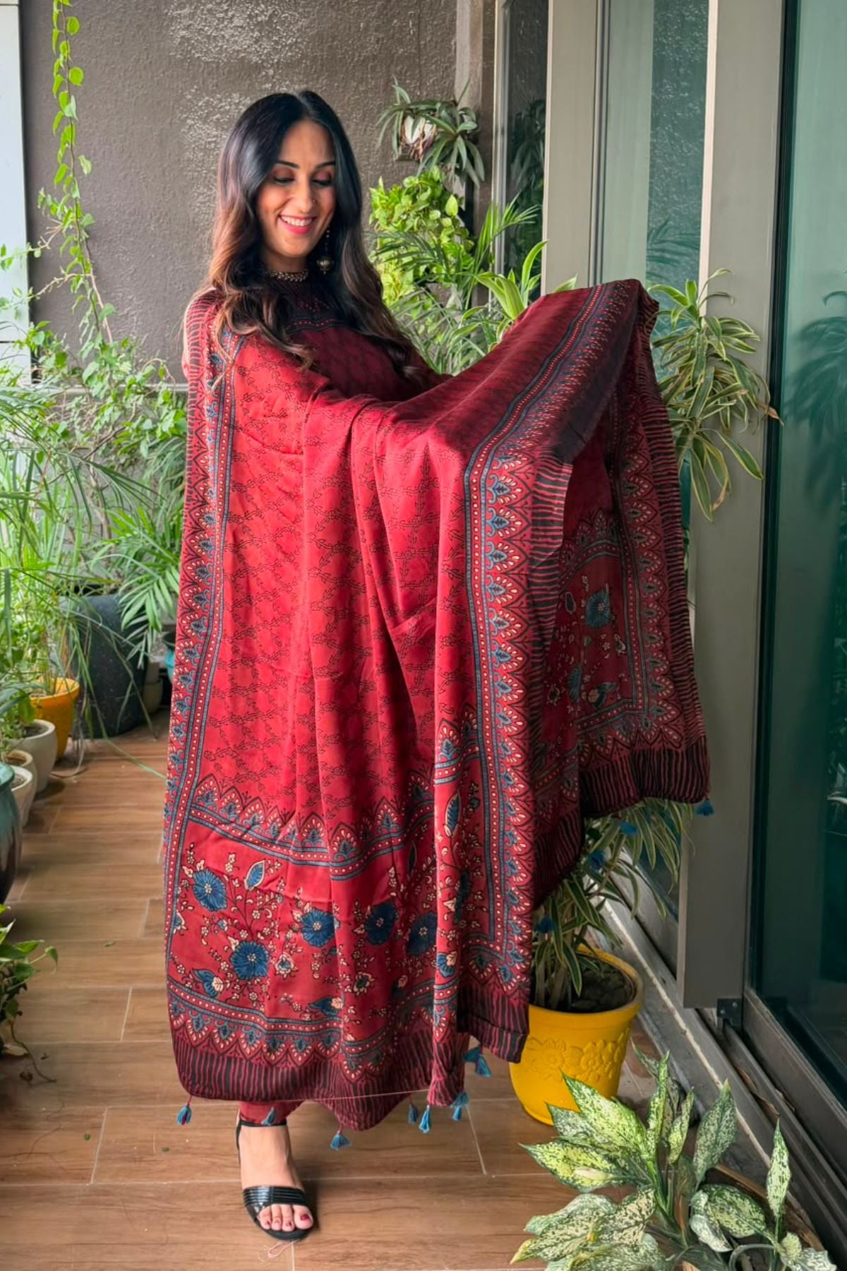 Ajrakh Modal Kurta Dupatta Set