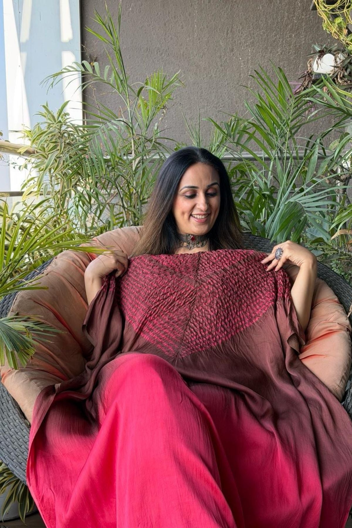 Handblocked Shibori shaded kurta on pure Modal