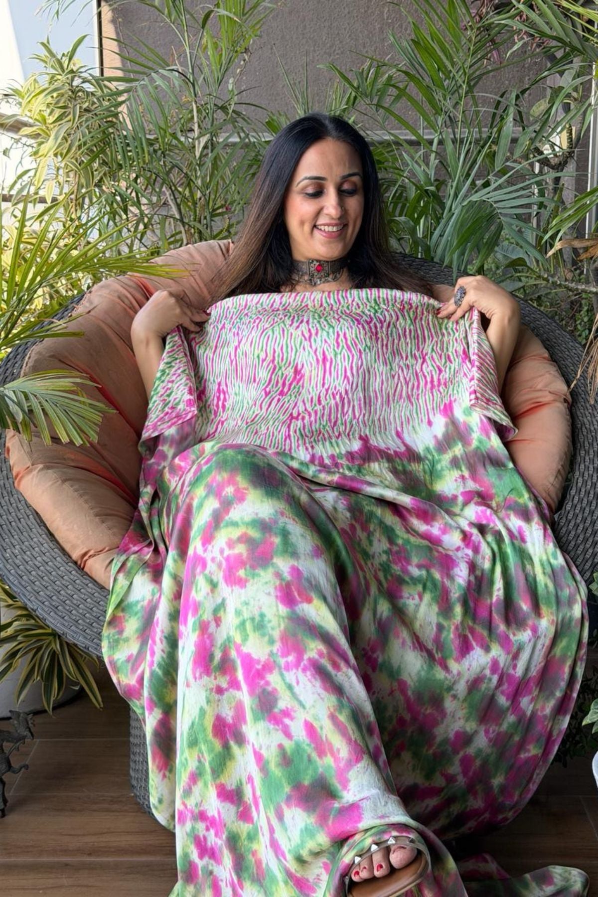 Shibori work with spray dyeing on pure modal!!