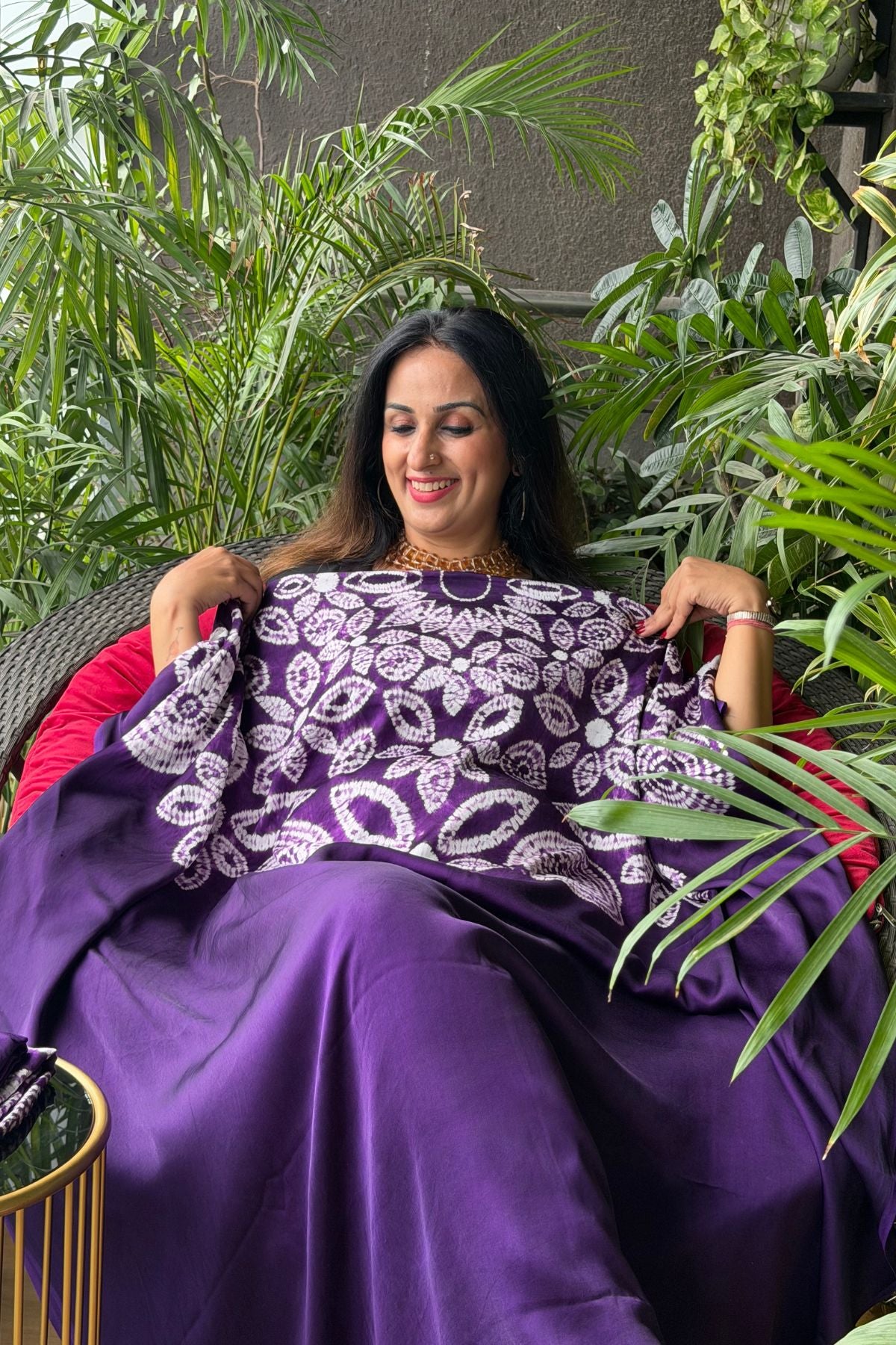 Hand Shibori work on premium modal satin!!