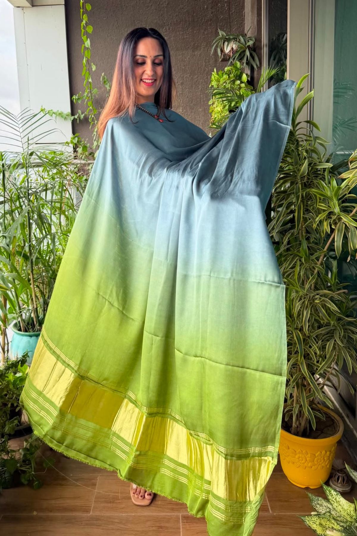 Handcrafted Bandhani ombré kurta dupatta set on pure modal!!