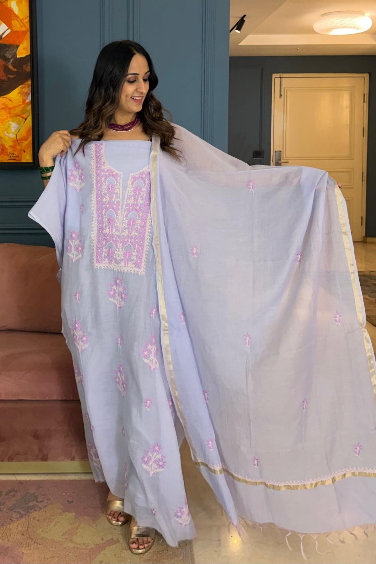 Chikankari on pure Mul cotton!!