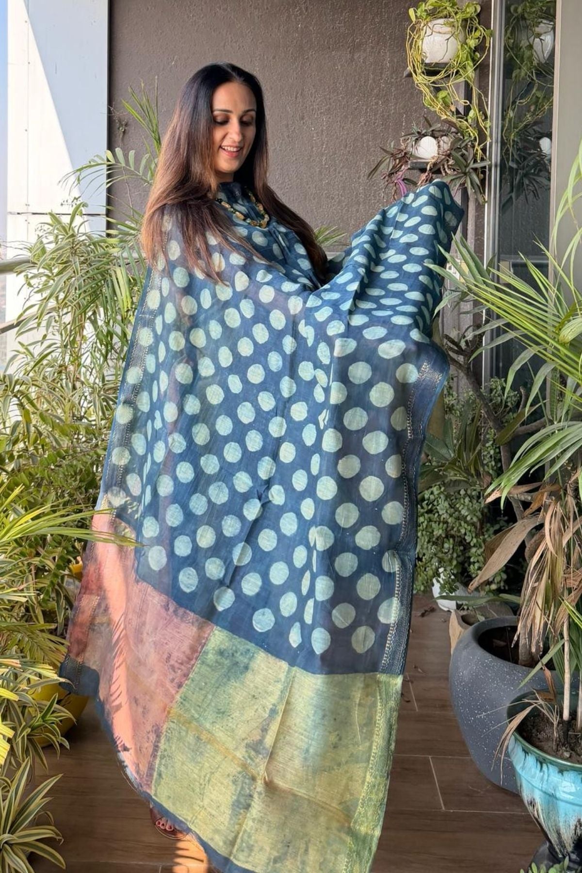 Handblocked with Pomegranate peel kurta dupatta sets in Maheshwari!!