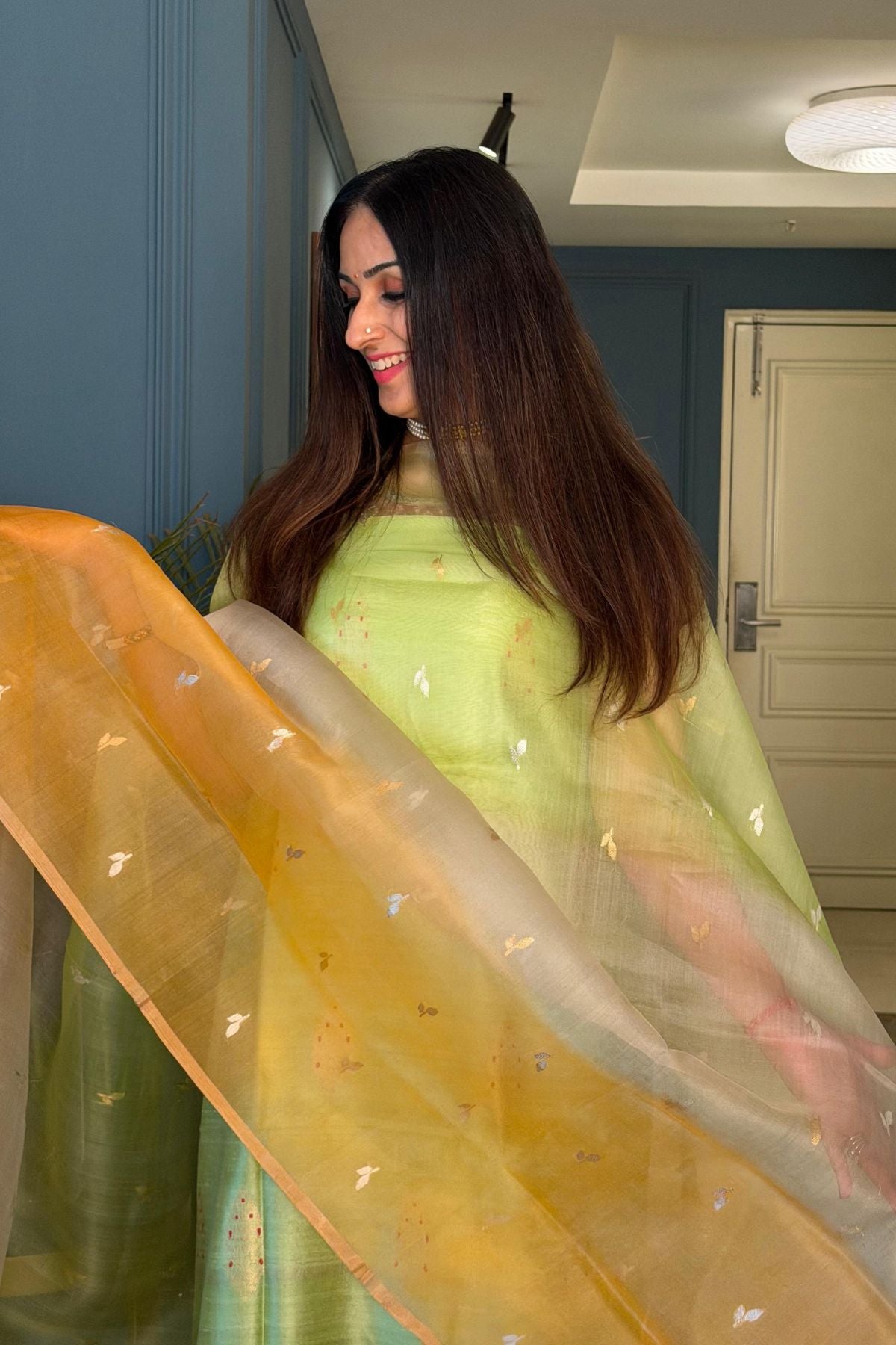 Banarasi weave on Pure Raw silk suit sets with pure organza dupatta!!!
