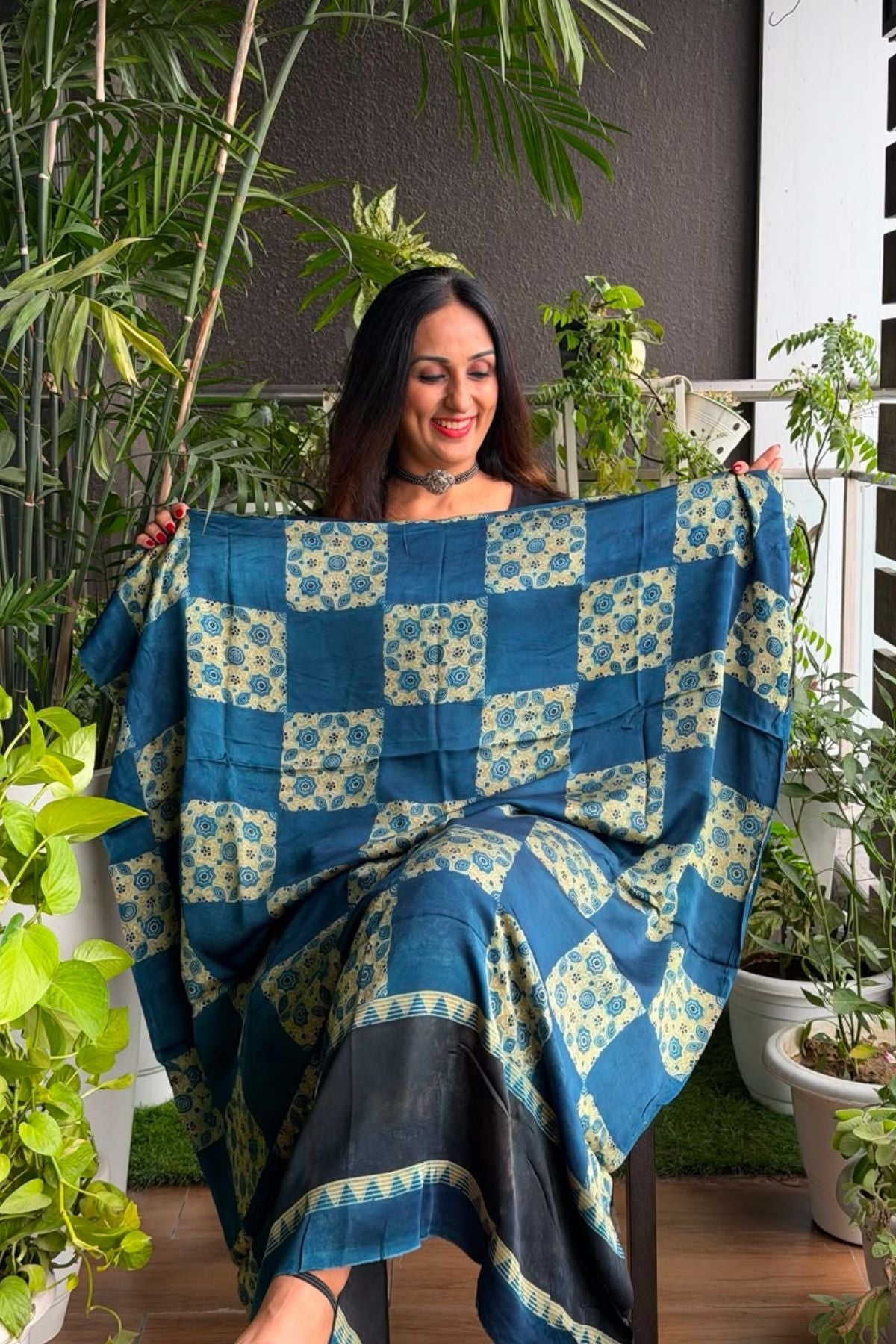 Ajrakh kurta fabric on pure modal !!