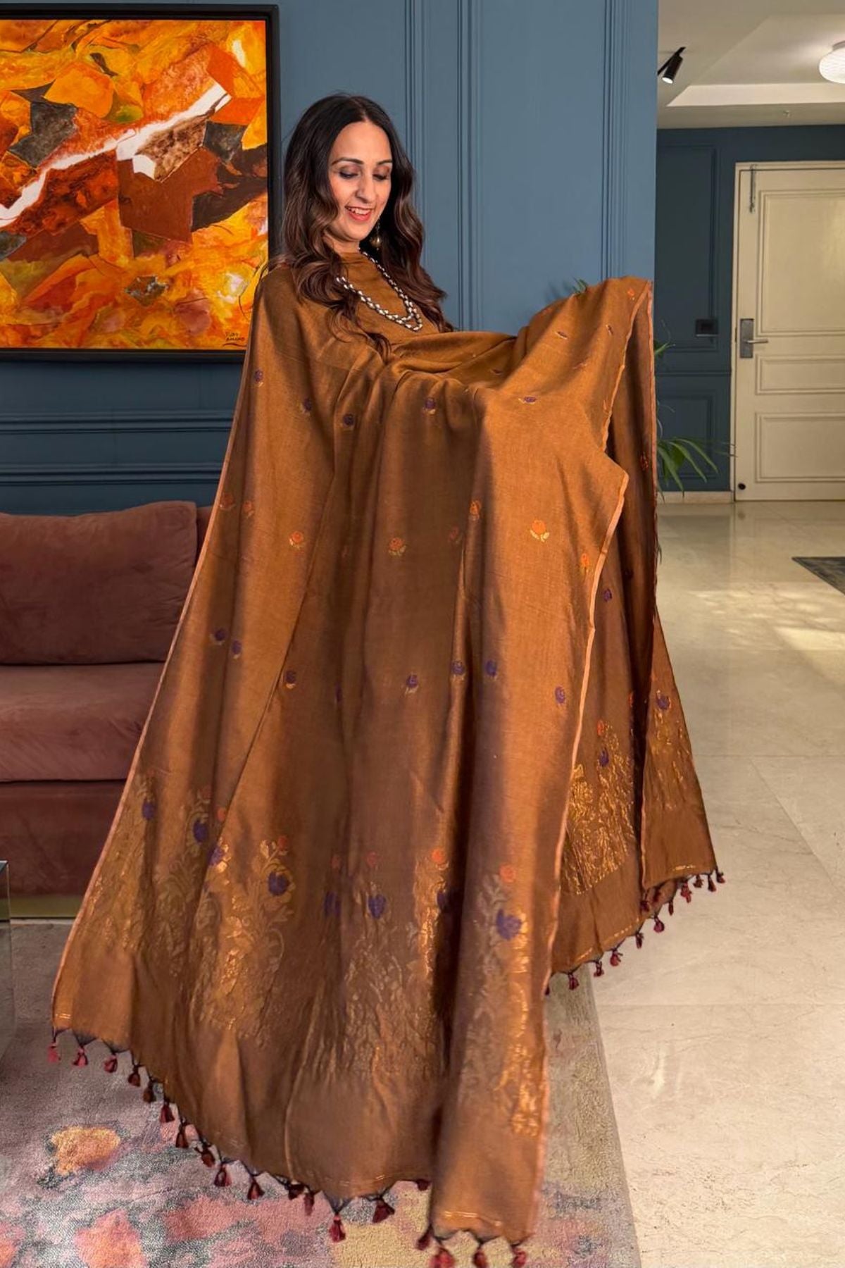 Premium Bangalore cotton with Banarasi weave kurta dupatta sets