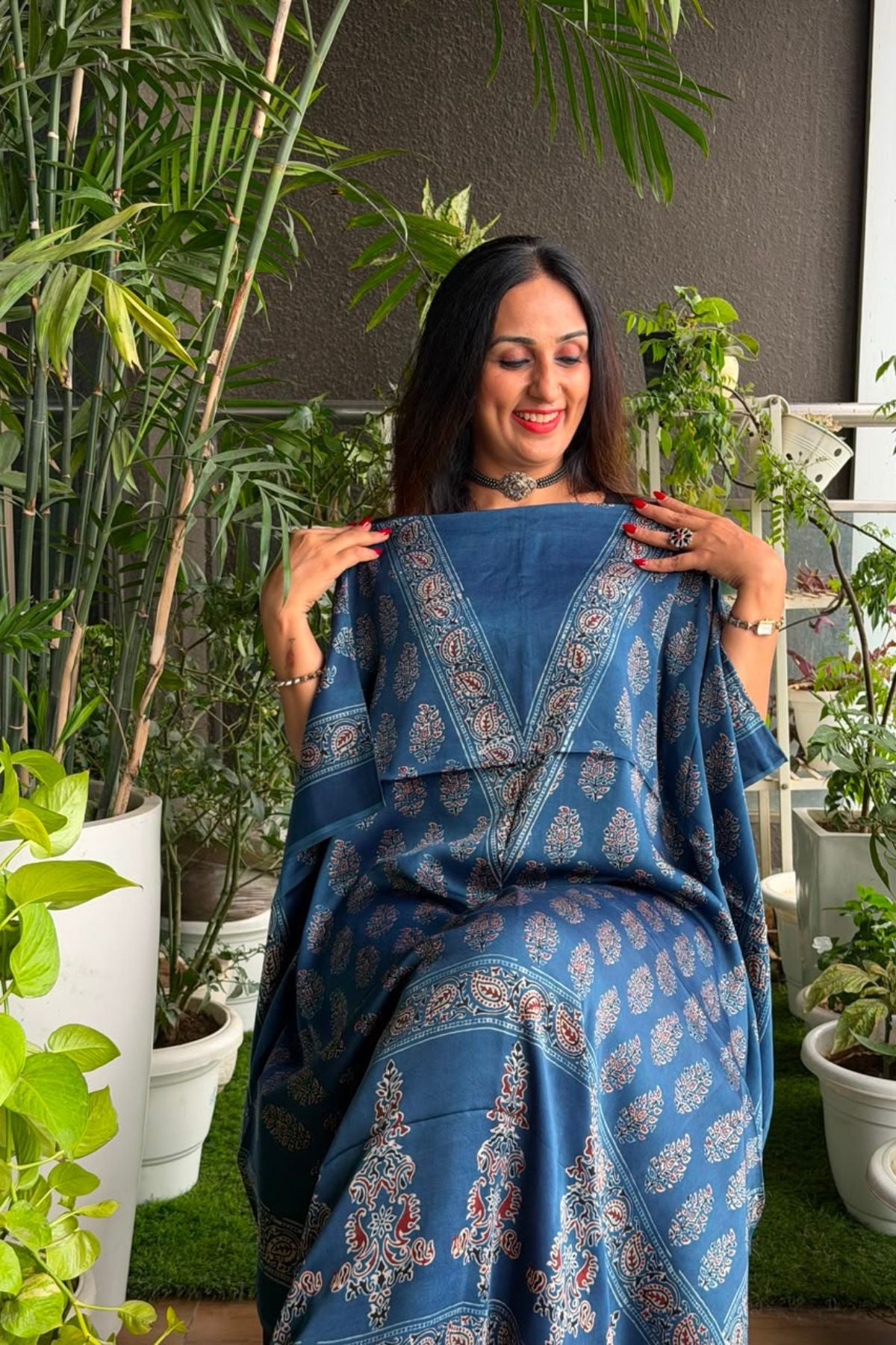 Ajrakh kurta fabric on pure modal !!